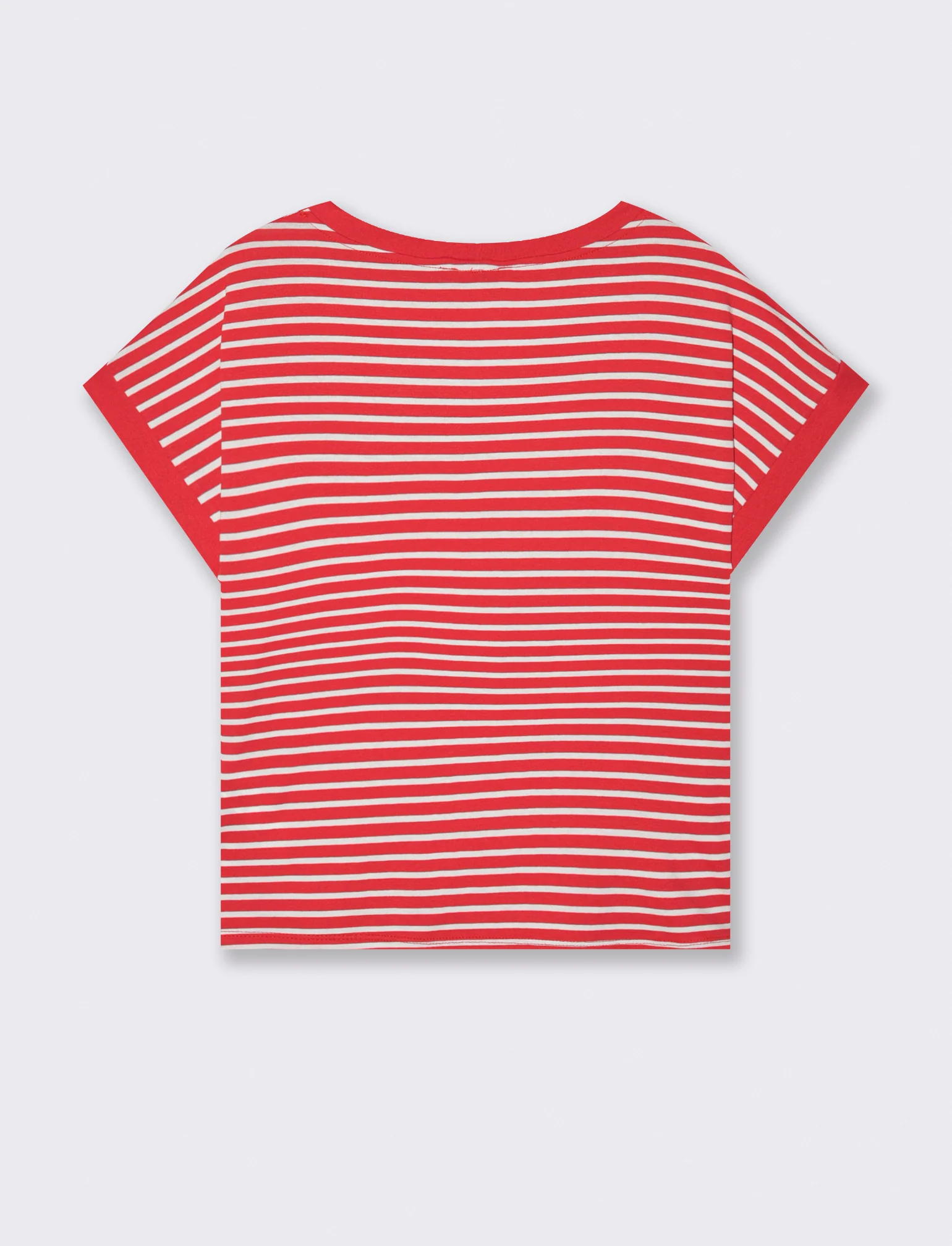 tshirt in viscosa rigata - Rosso-bianco - Image 4