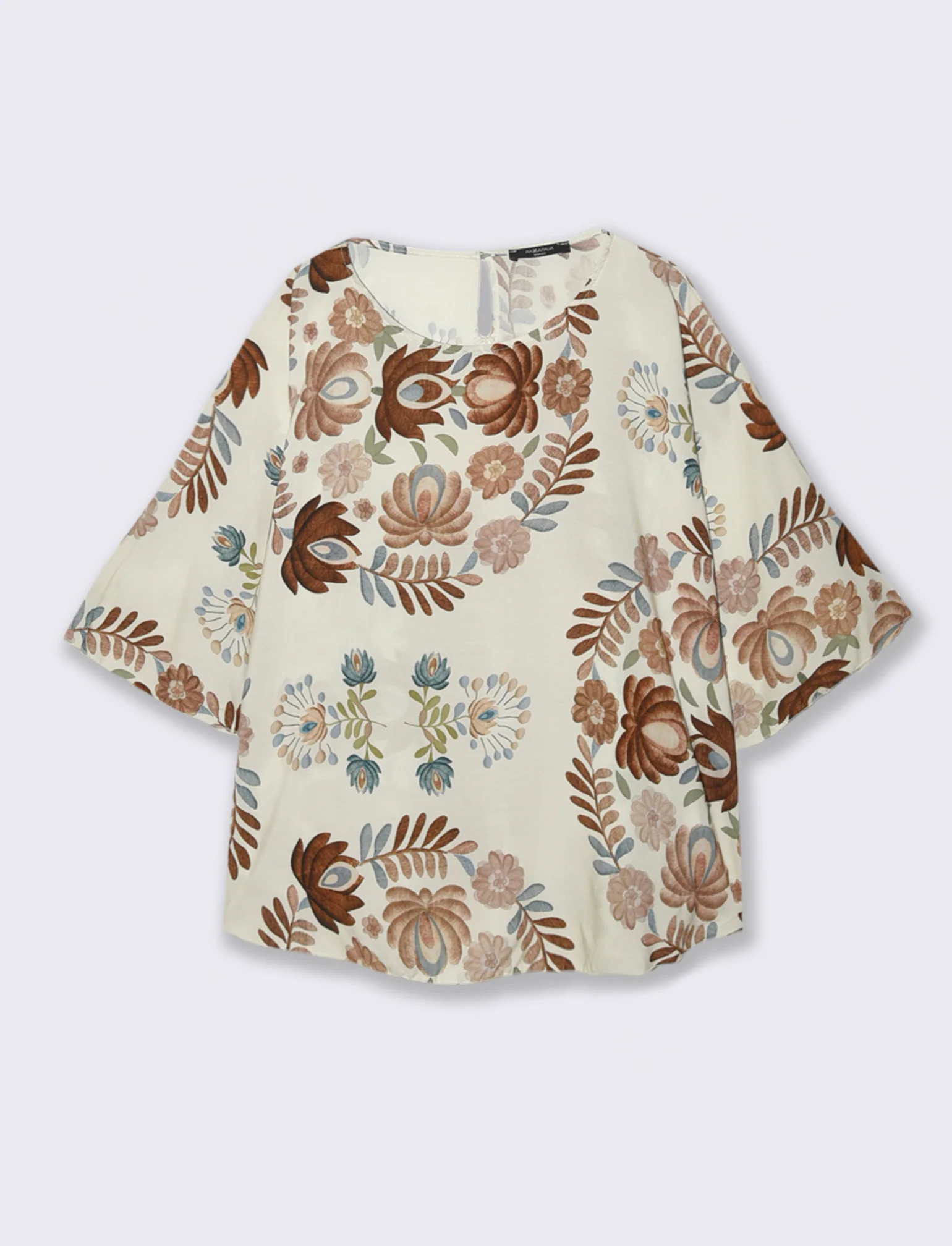 Tshirt in viscosa stampato - Marrone tabacco - Image 3