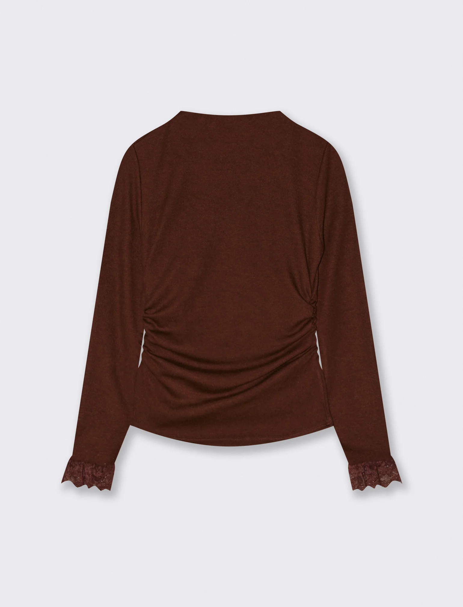 Tshirt manica lunga con pizzo a fondo manica - Moro
