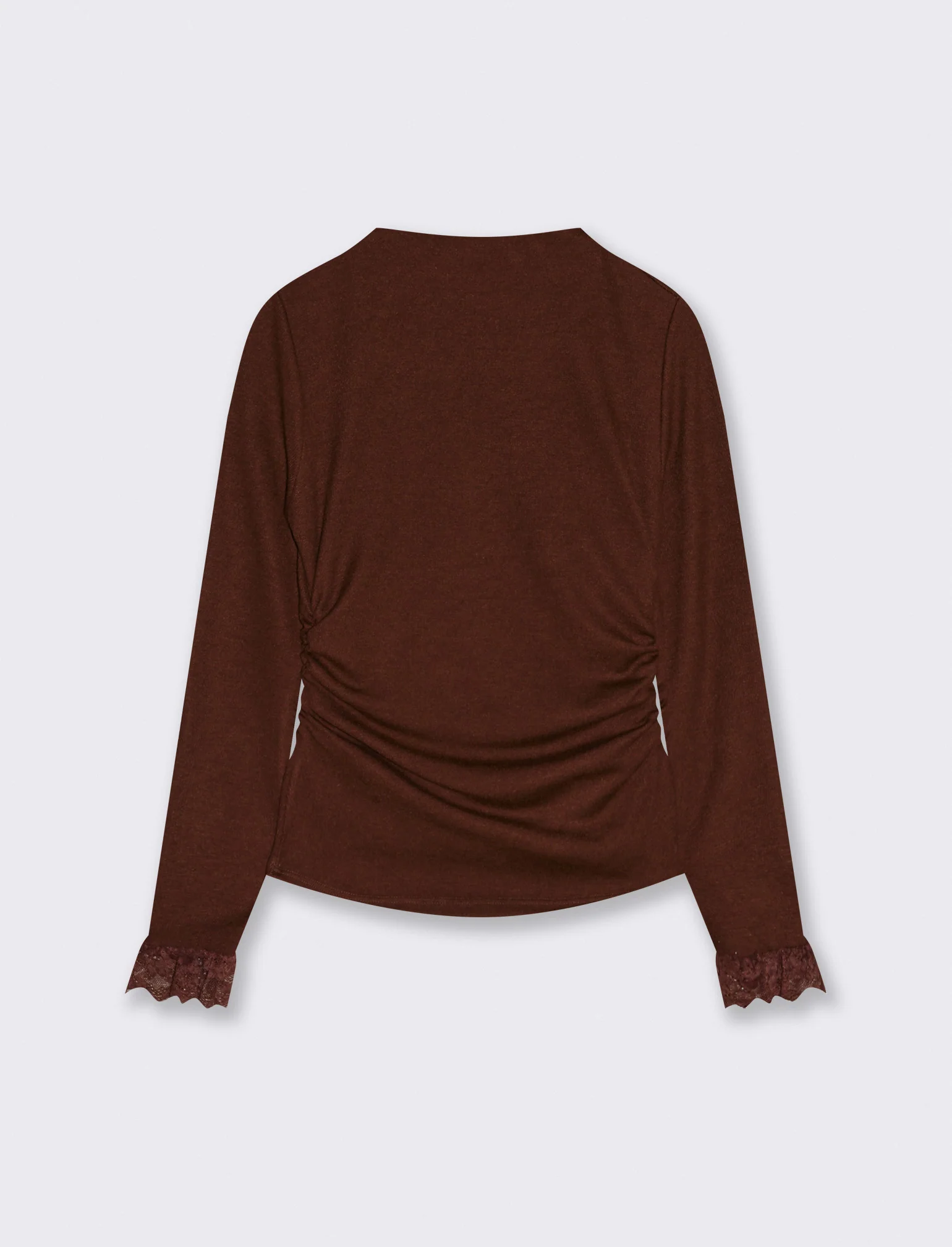 Tshirt manica lunga con pizzo a fondo manica - Moro - Image 2