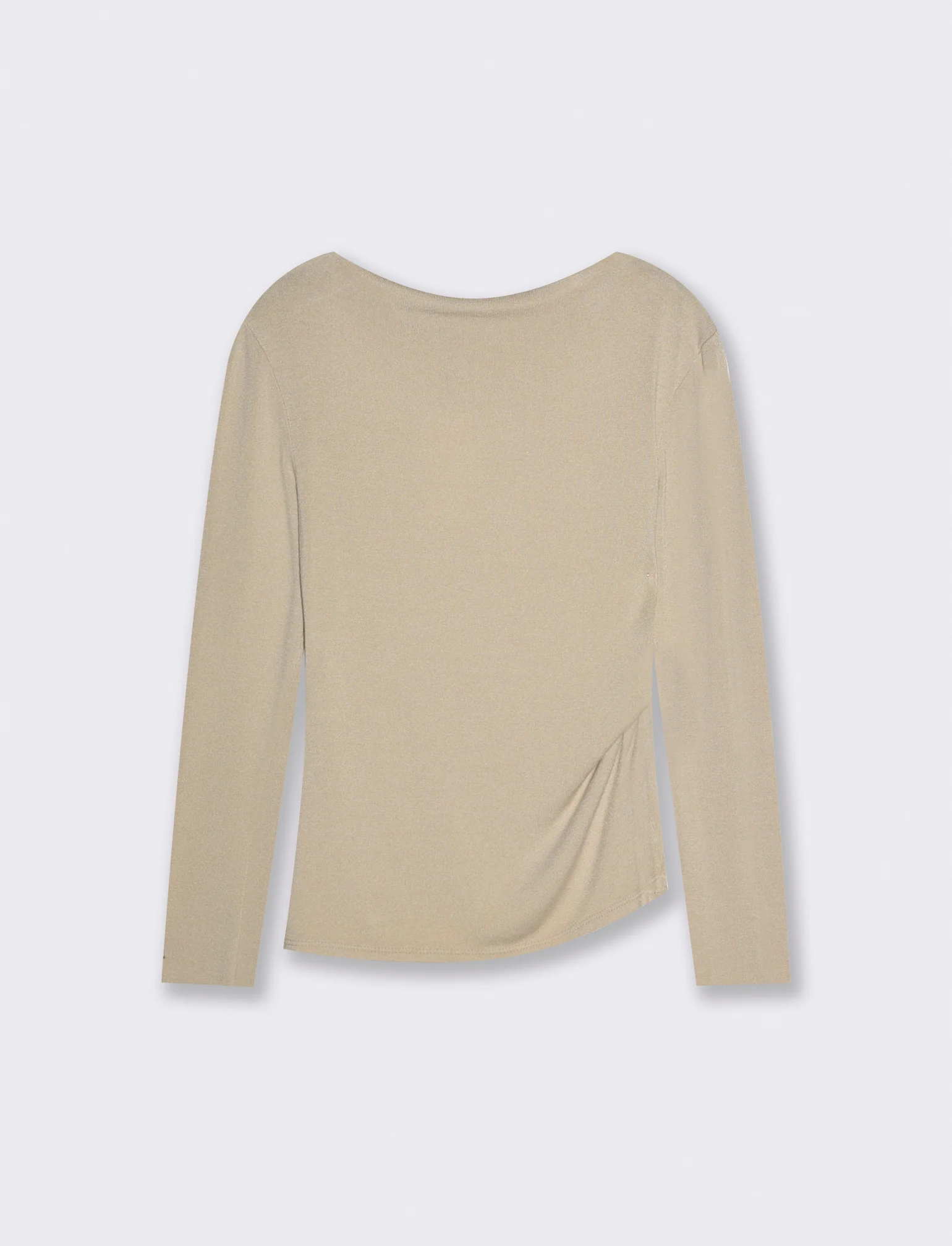 Tshirt manica lunga in maglia con scollo a barca - Bianco panna