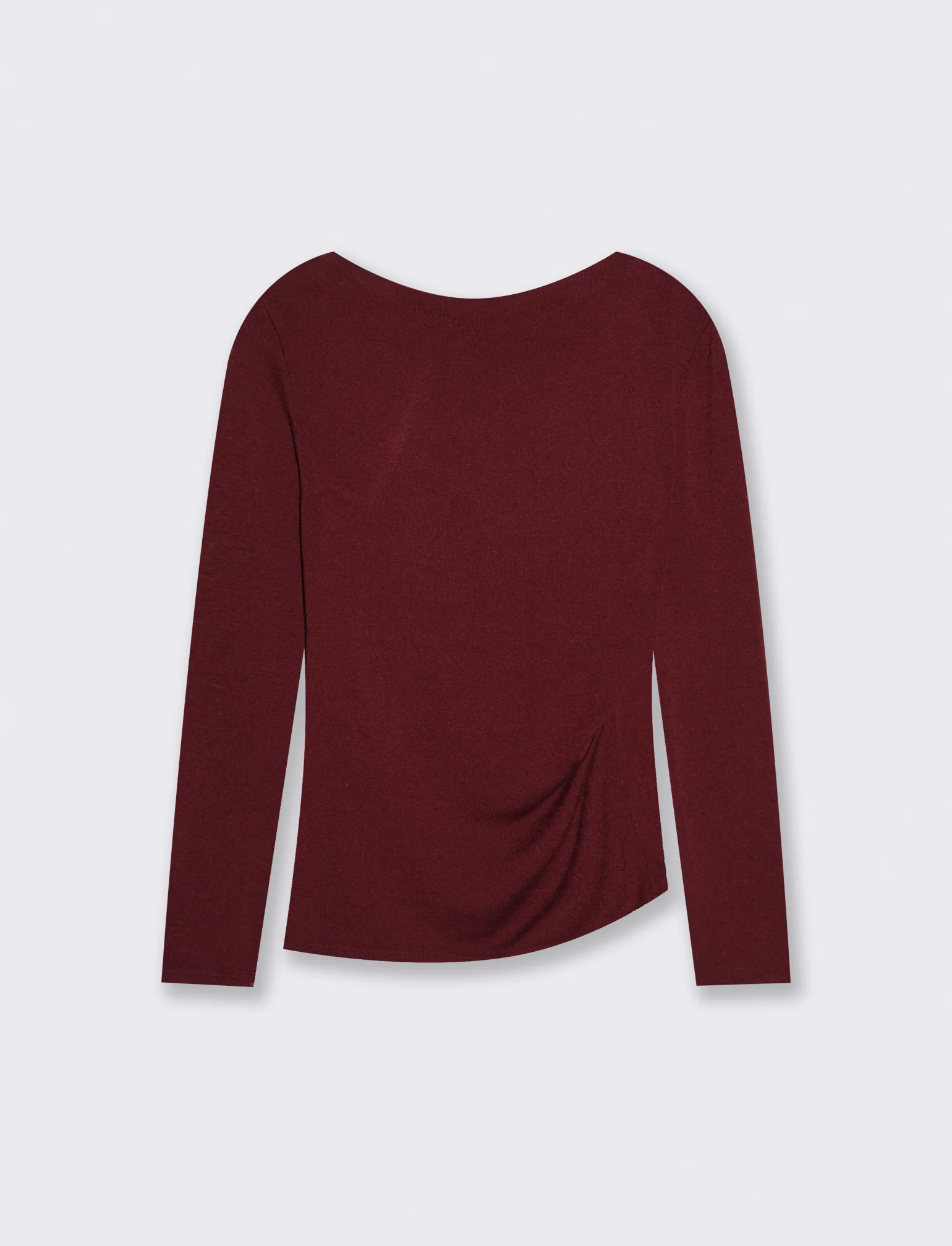 Tshirt manica lunga in maglia con scollo a barca - Bordeaux