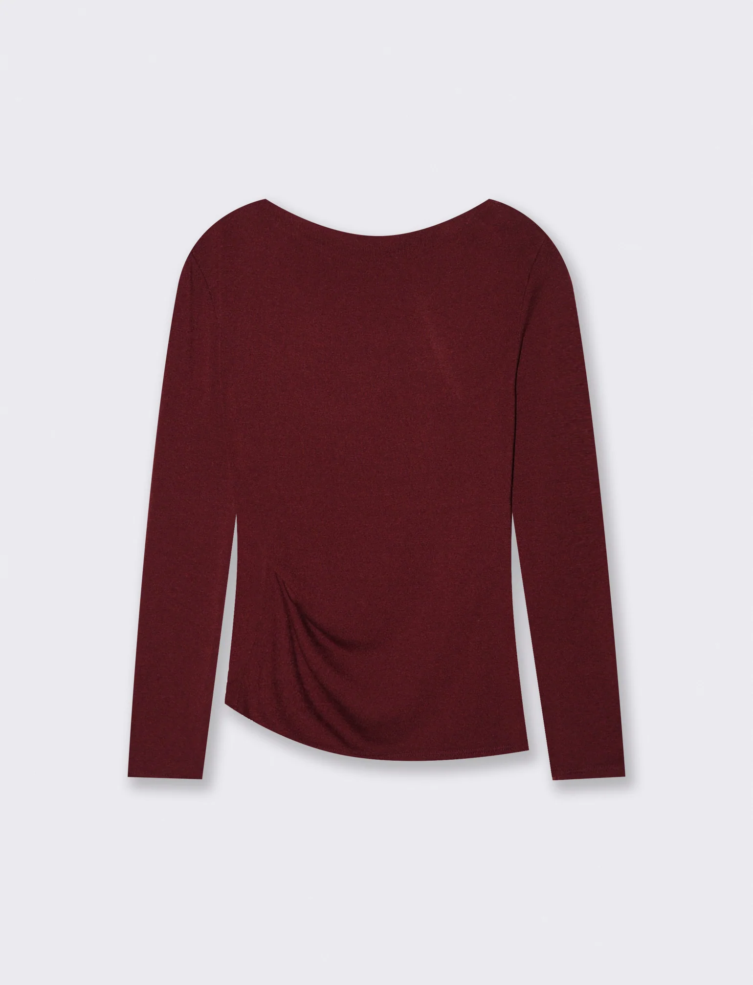 Tshirt manica lunga in maglia con scollo a barca - Bordeaux - Image 2