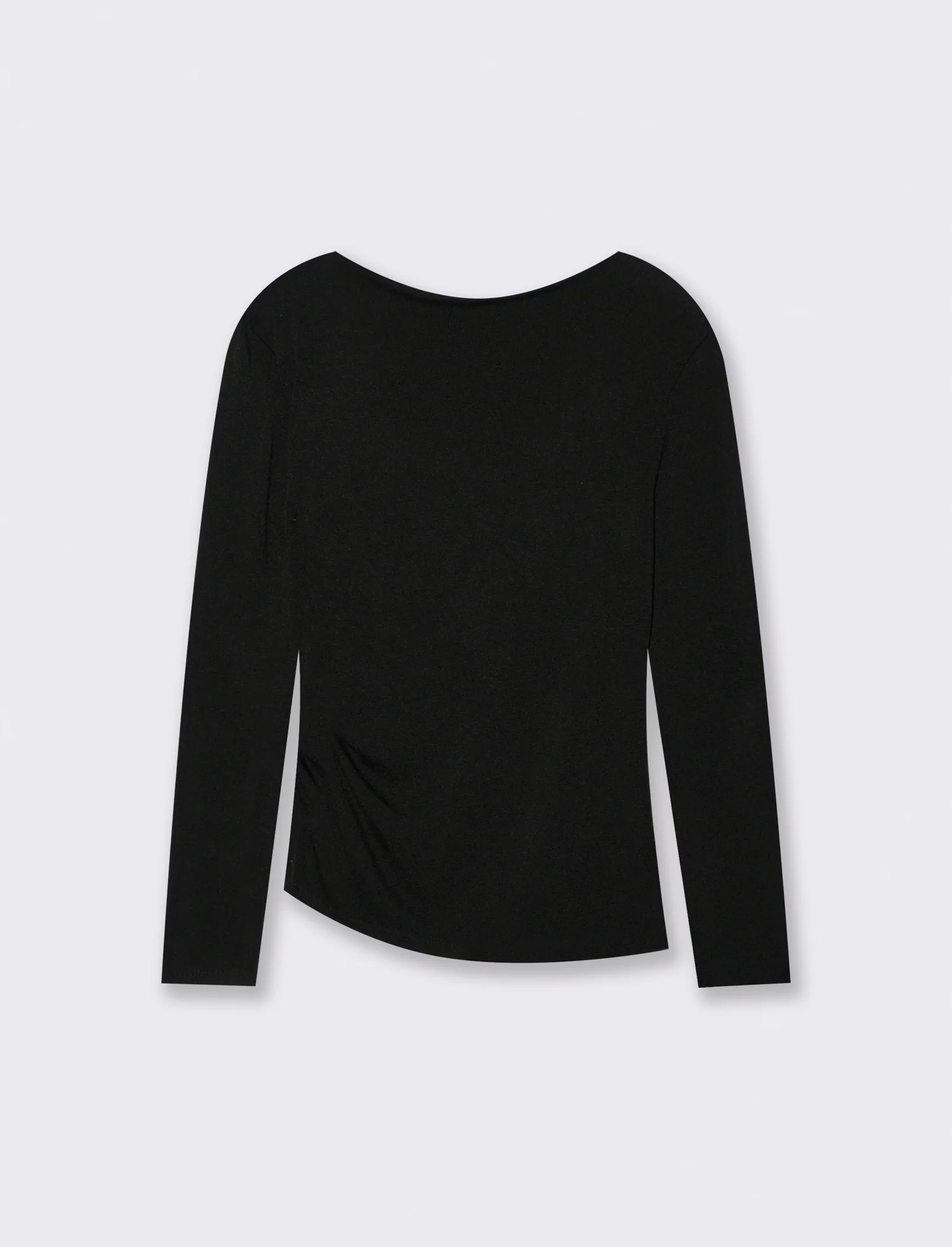 Tshirt manica lunga in maglia con scollo a barca - Nero - Image 2