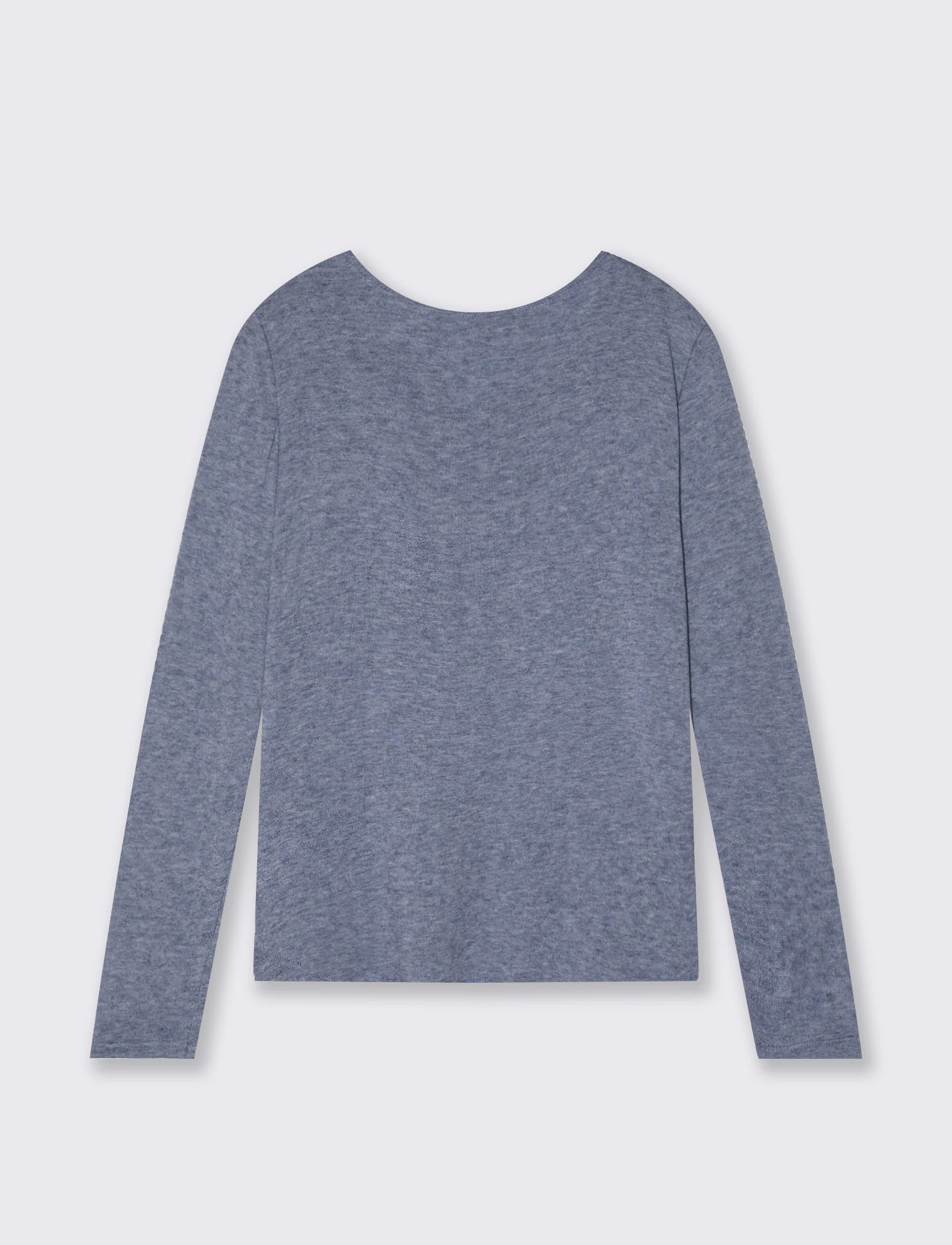 Tshirt manica lunga in tessuto pesante con collana - Denim - Image 2