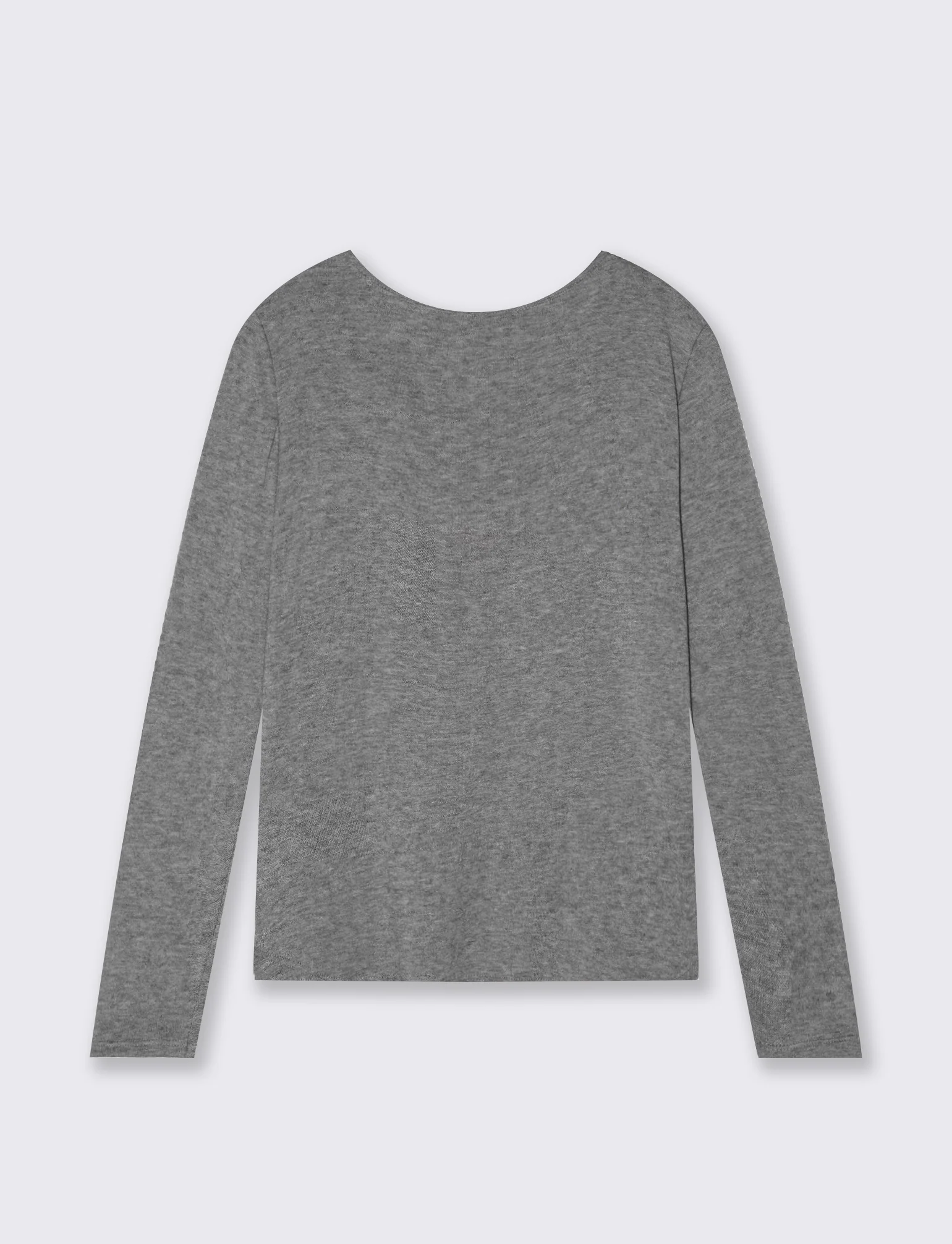 Tshirt manica lunga in tessuto pesante con collana - Grigio mel. - Image 2