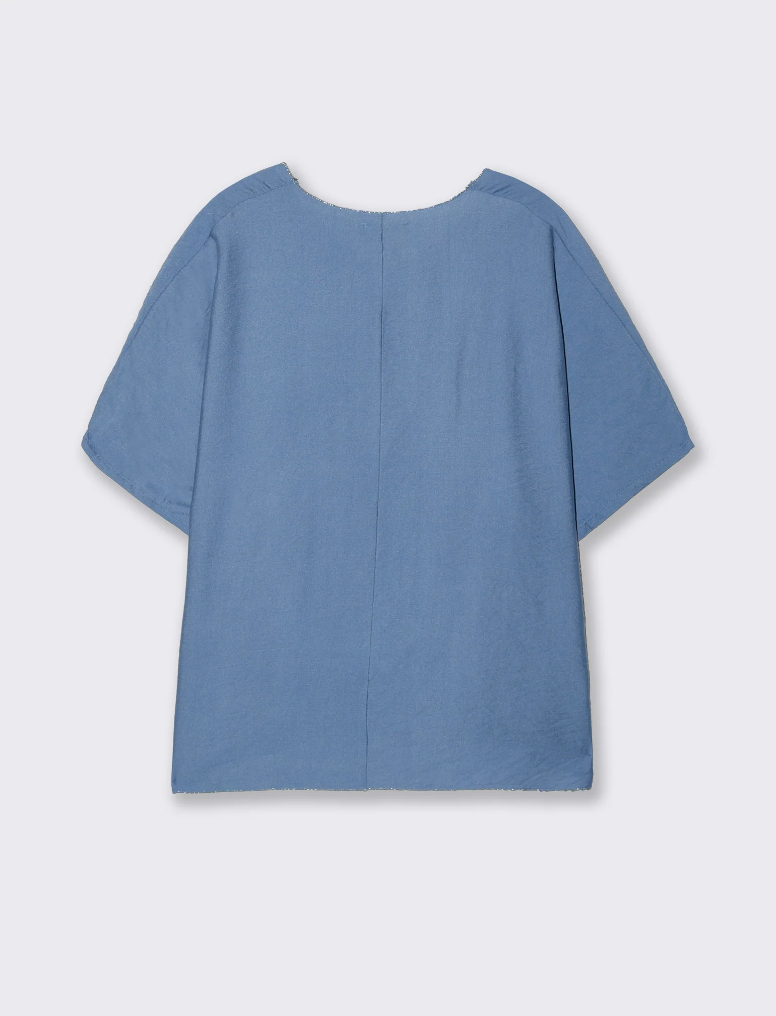 Tshirt over con dettaglio lurex - Denim - Image 4