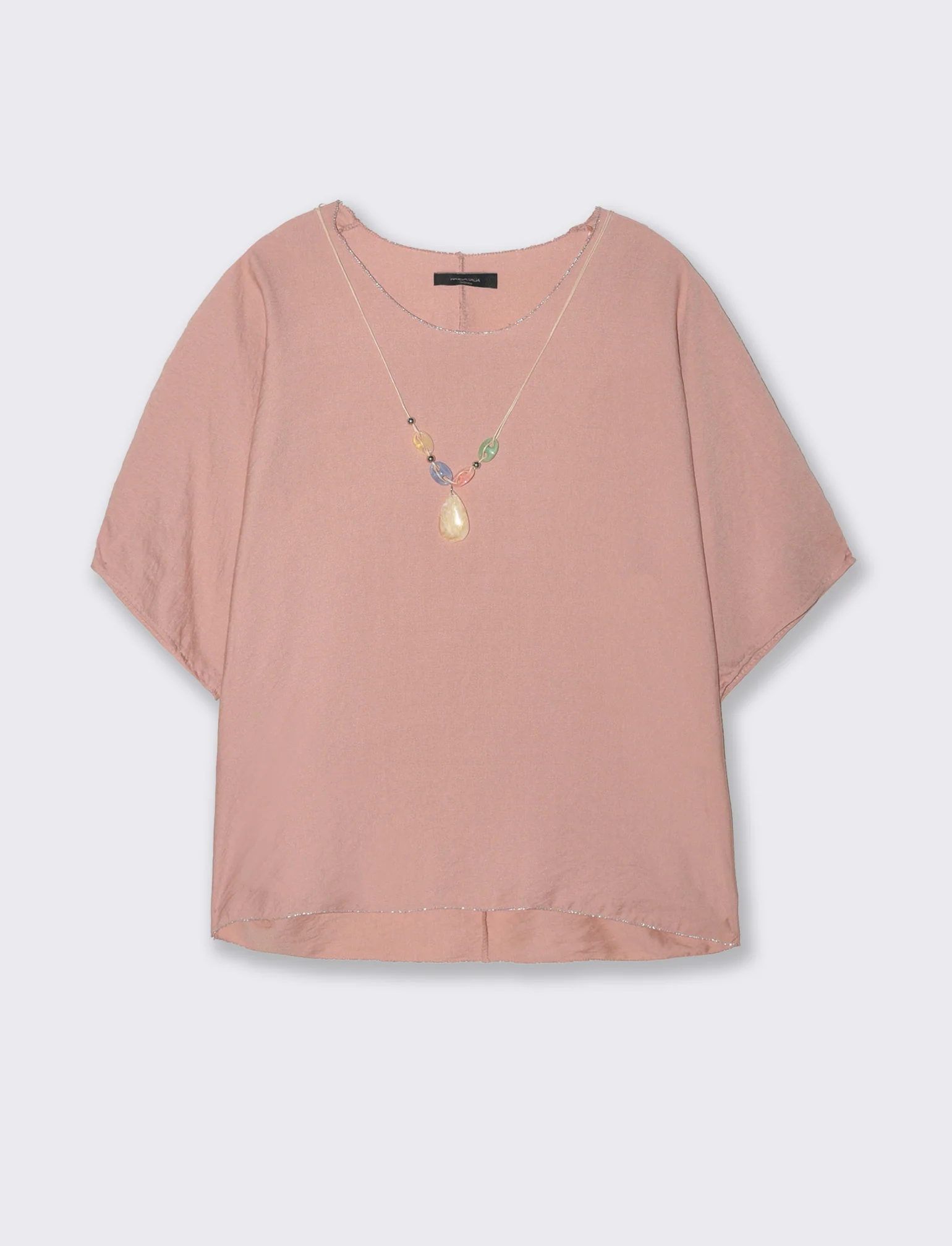 Tshirt over con dettaglio lurex - Rosa - Image 3