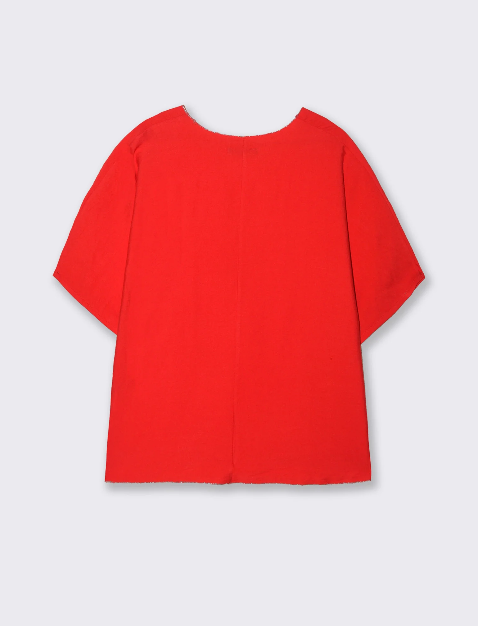 Tshirt over con dettaglio lurex - Rosso - Image 4