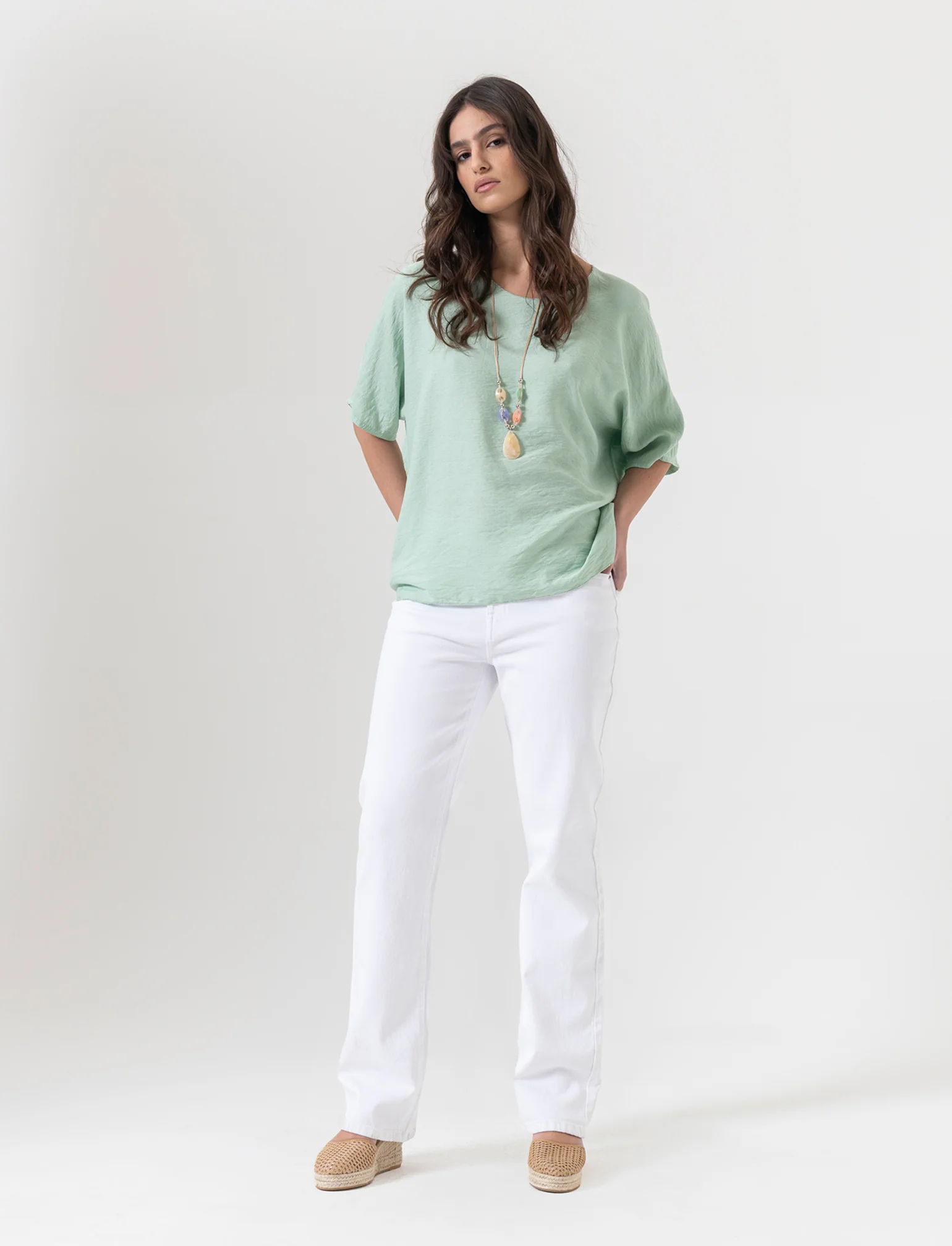 Tshirt over con dettaglio lurex - Verde