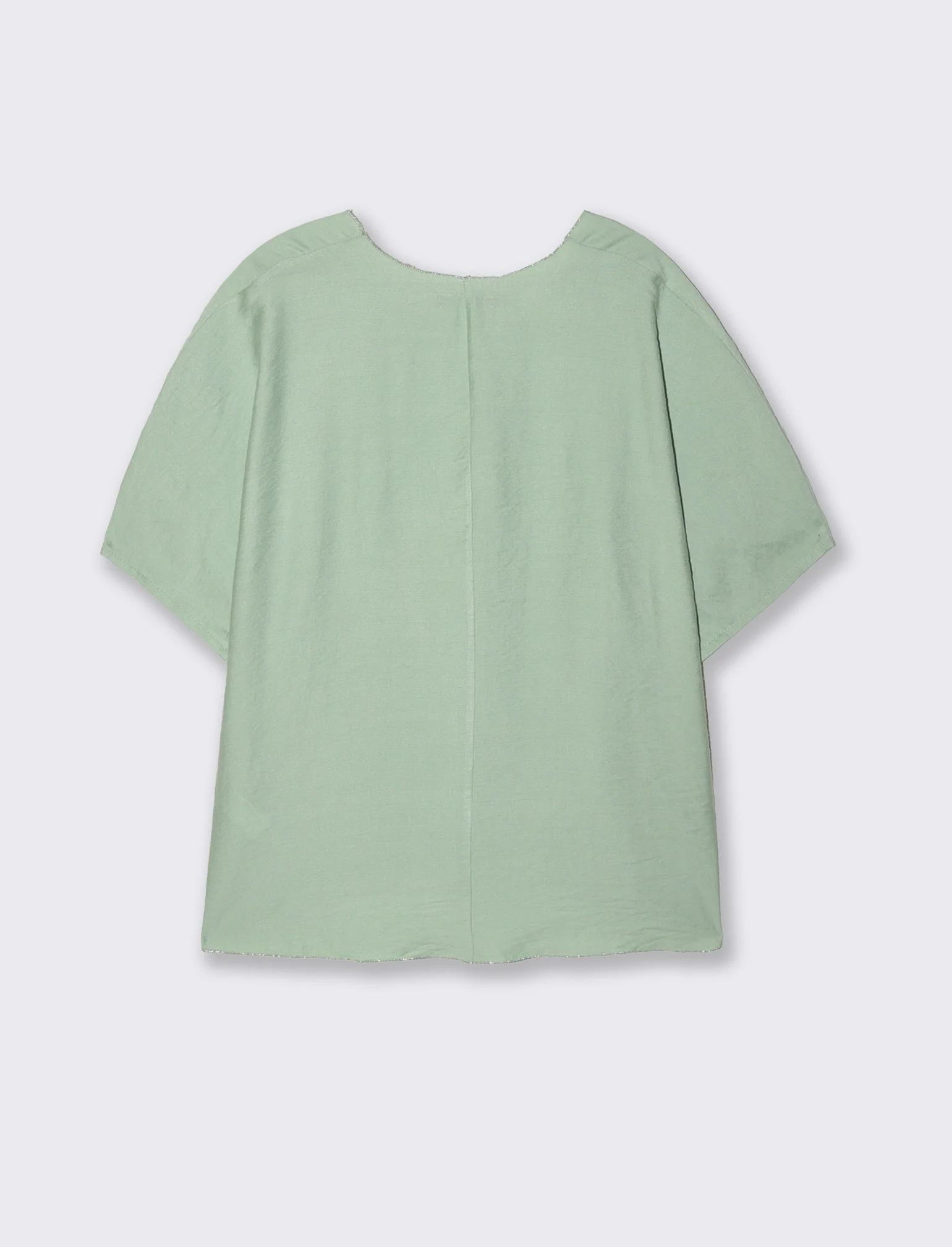 Tshirt over con dettaglio lurex - Verde - Image 5