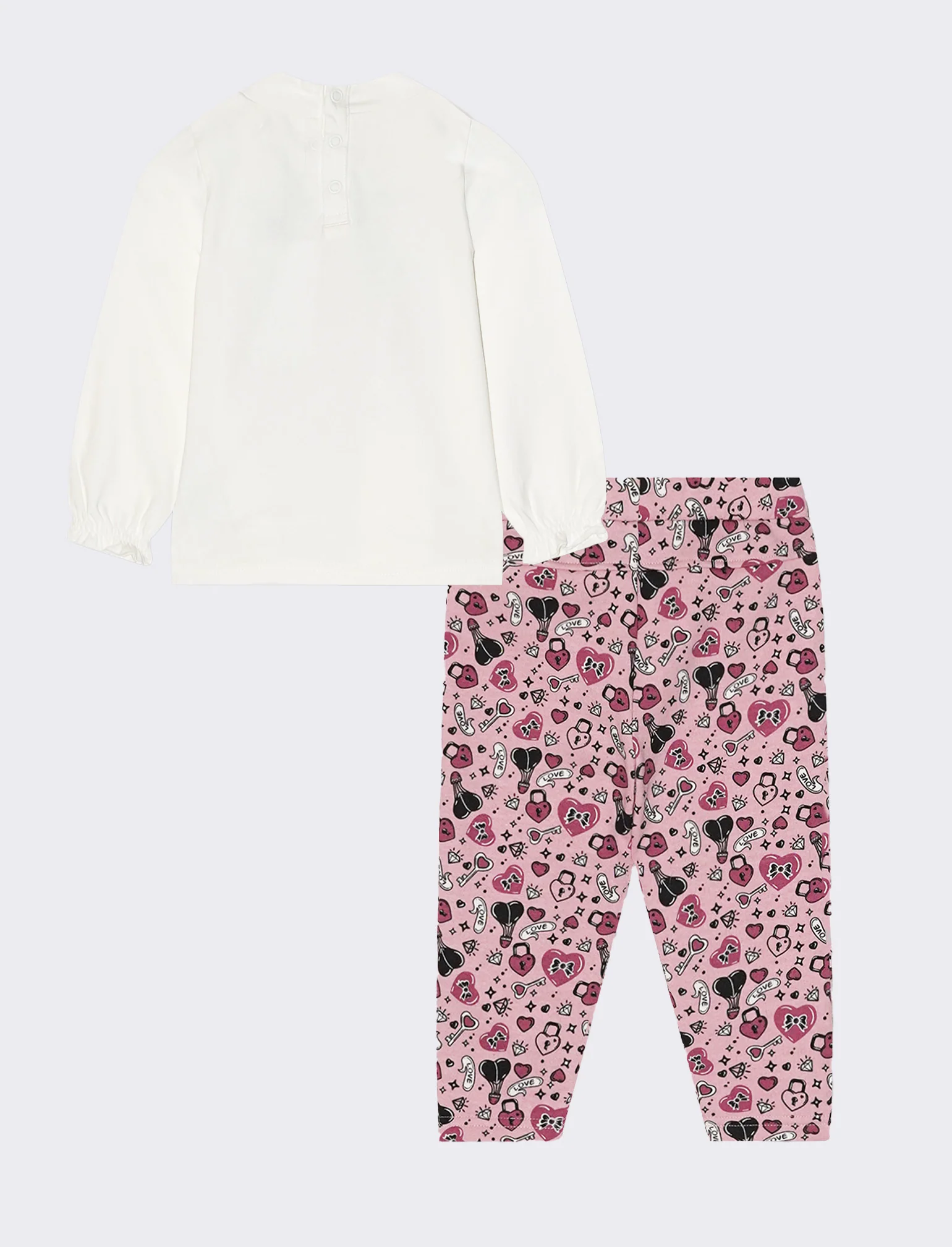 Tuta maglietta e jogger - Bianco latte - Image 2