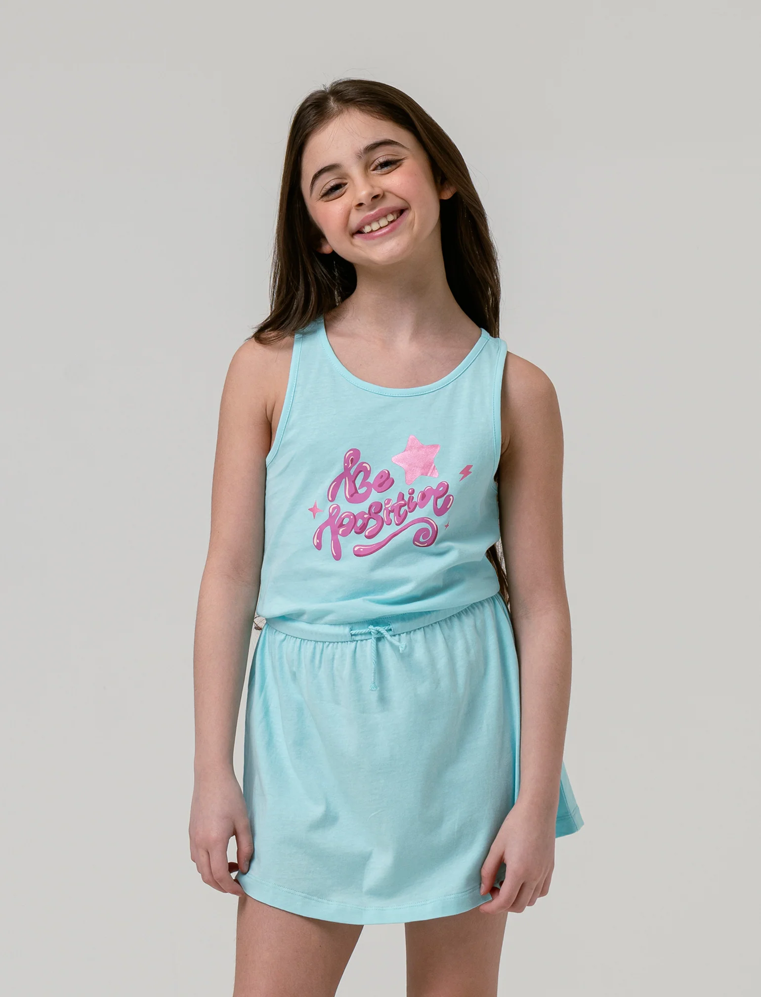 Vestito ampio da bambina - Verde acqua