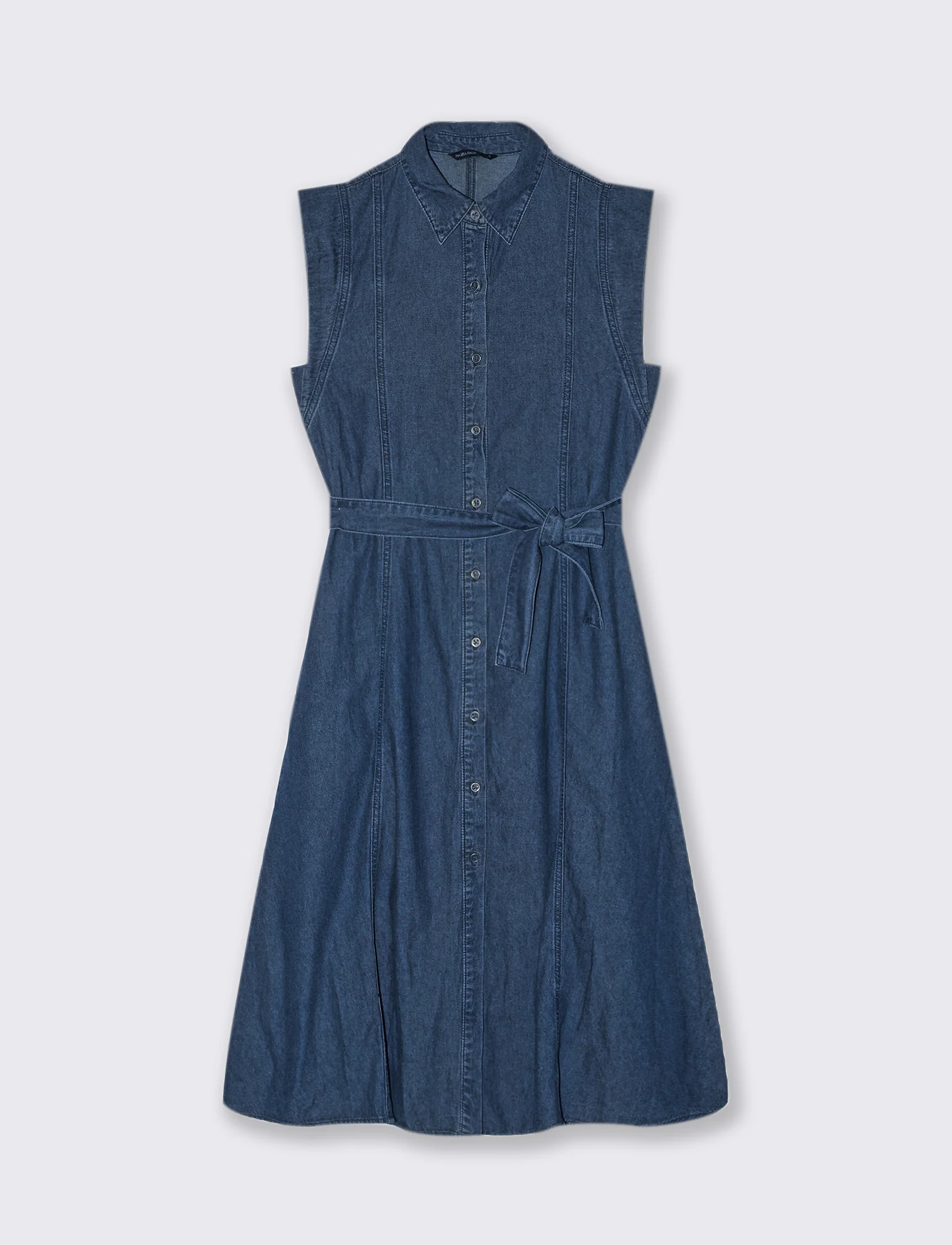 VESTITO CHEMISIER CON CINTURA - Denim - Image 4