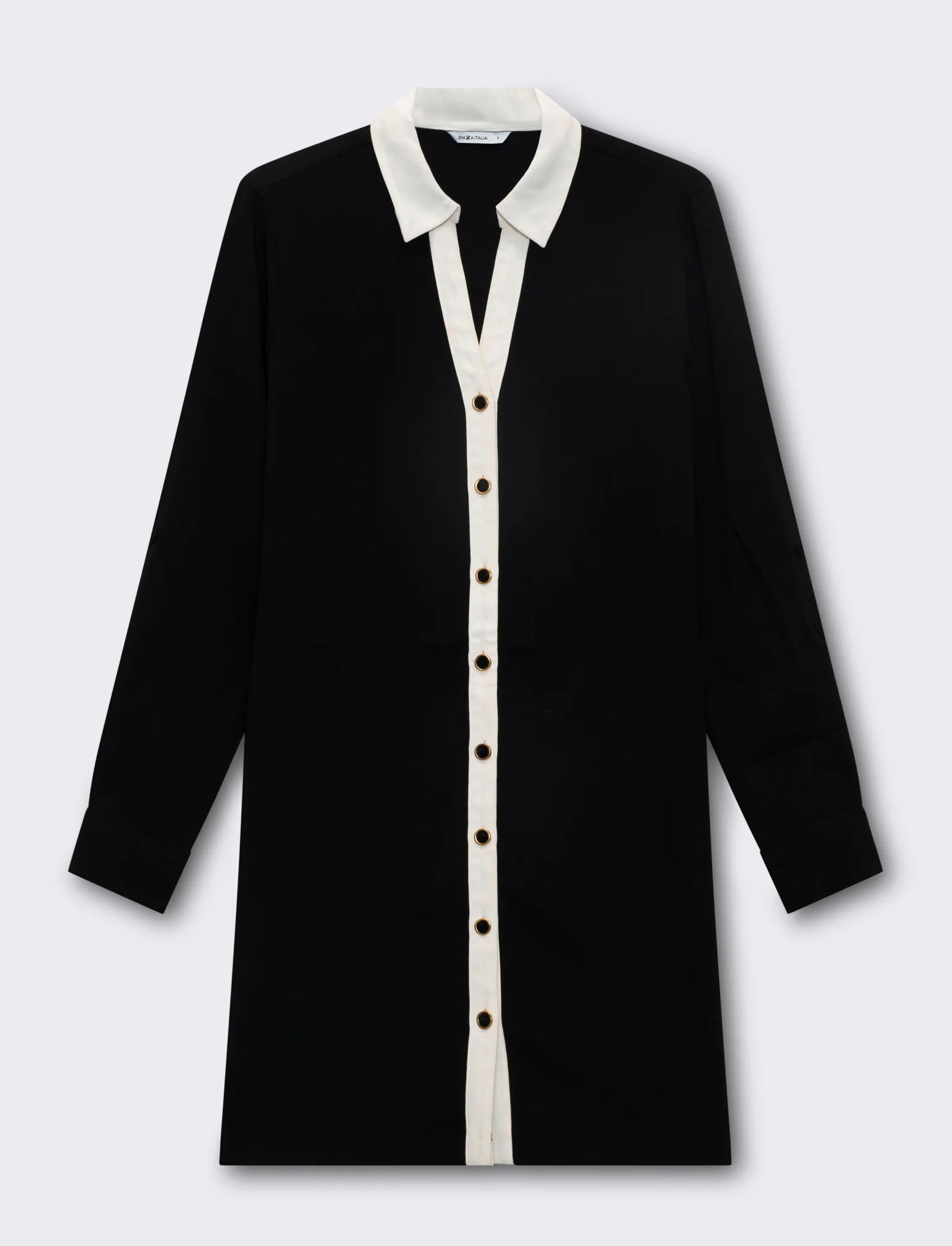 Vestito chemisier corto da donna - Nero - Image 4