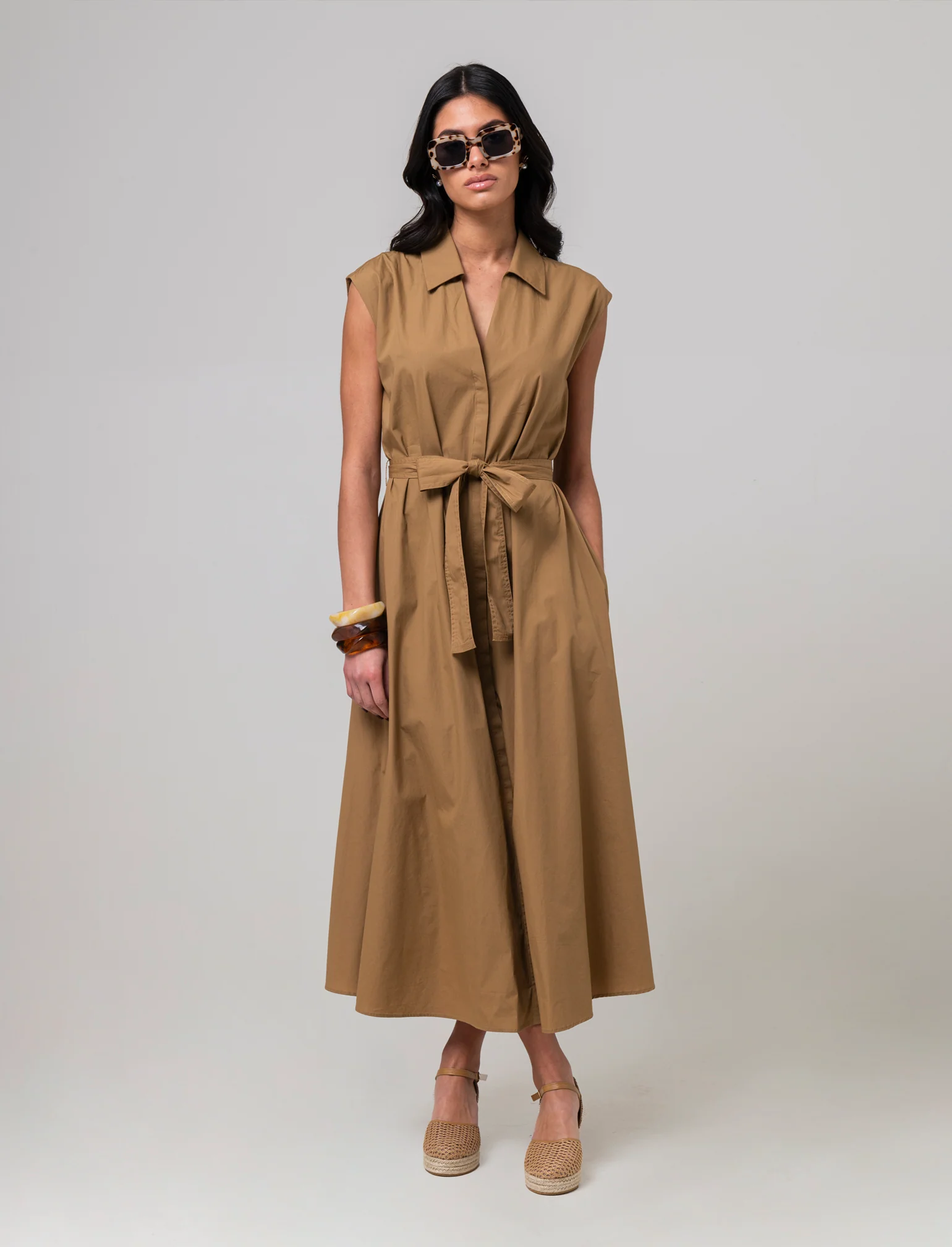 Vestito chemisier da donna - Caramello - Image 3
