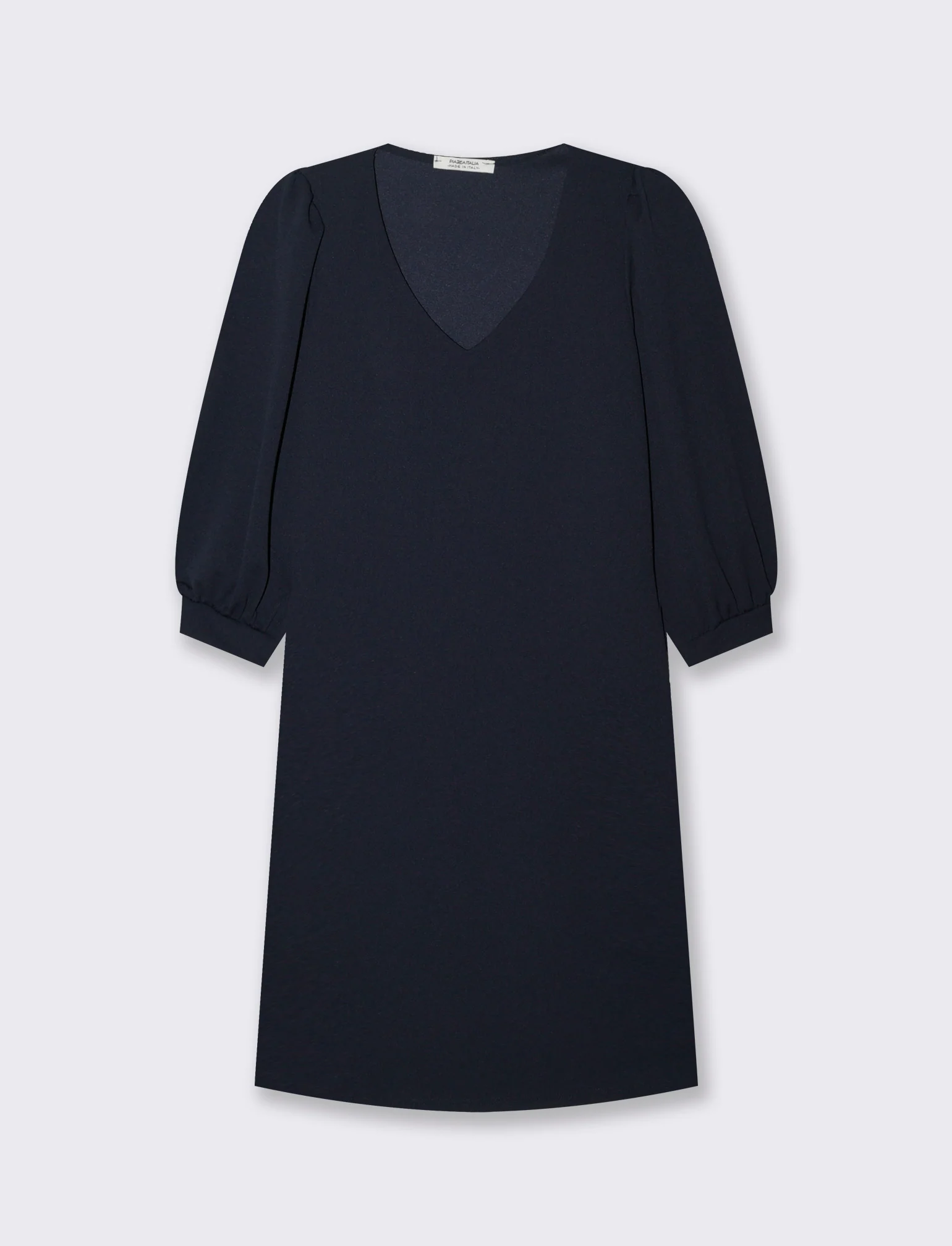 Vestito con maniche a sbuffo 3/4 e scollo a V - Blu - Image 4
