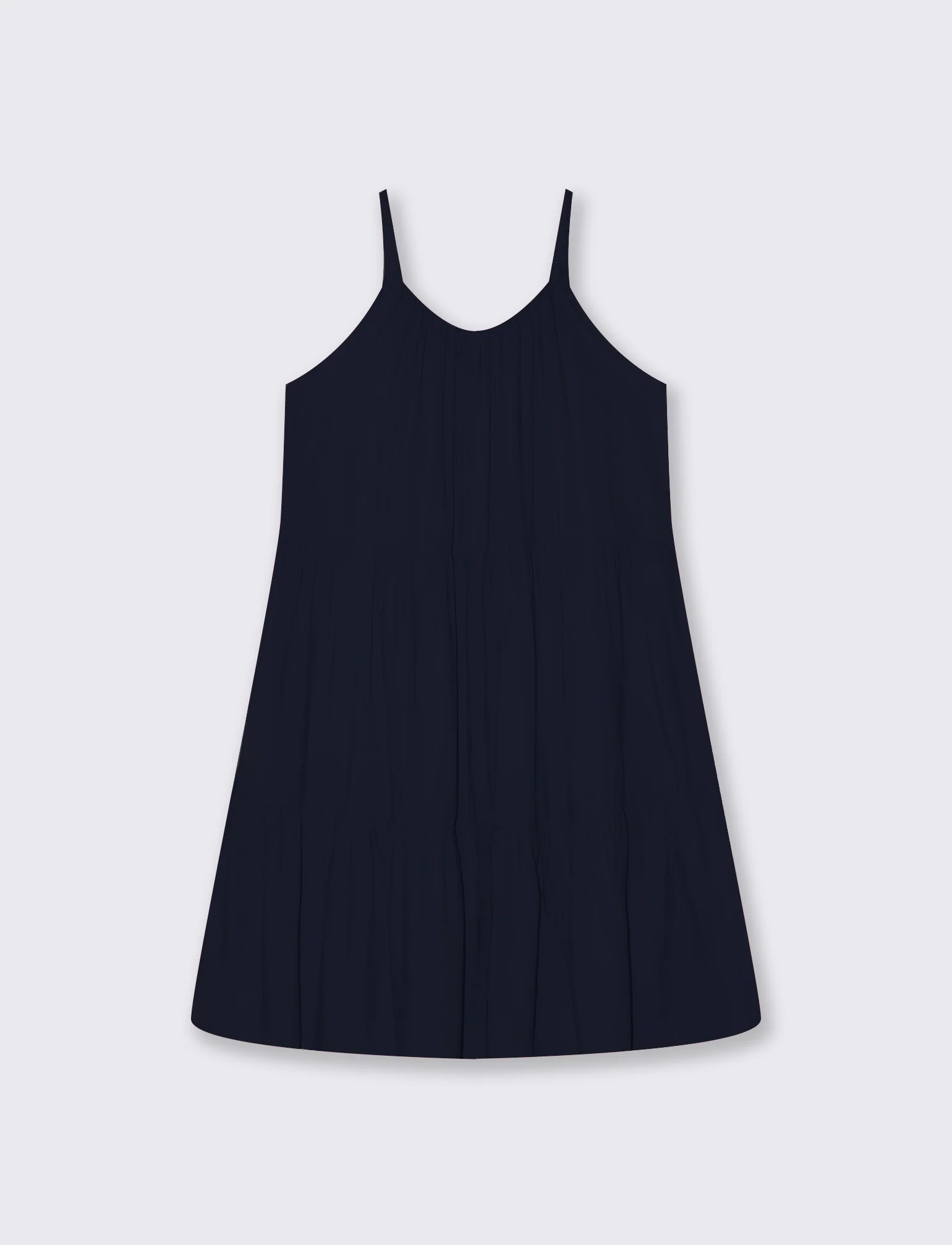 Vestito corto con bretelle e balza - Blu - Image 2