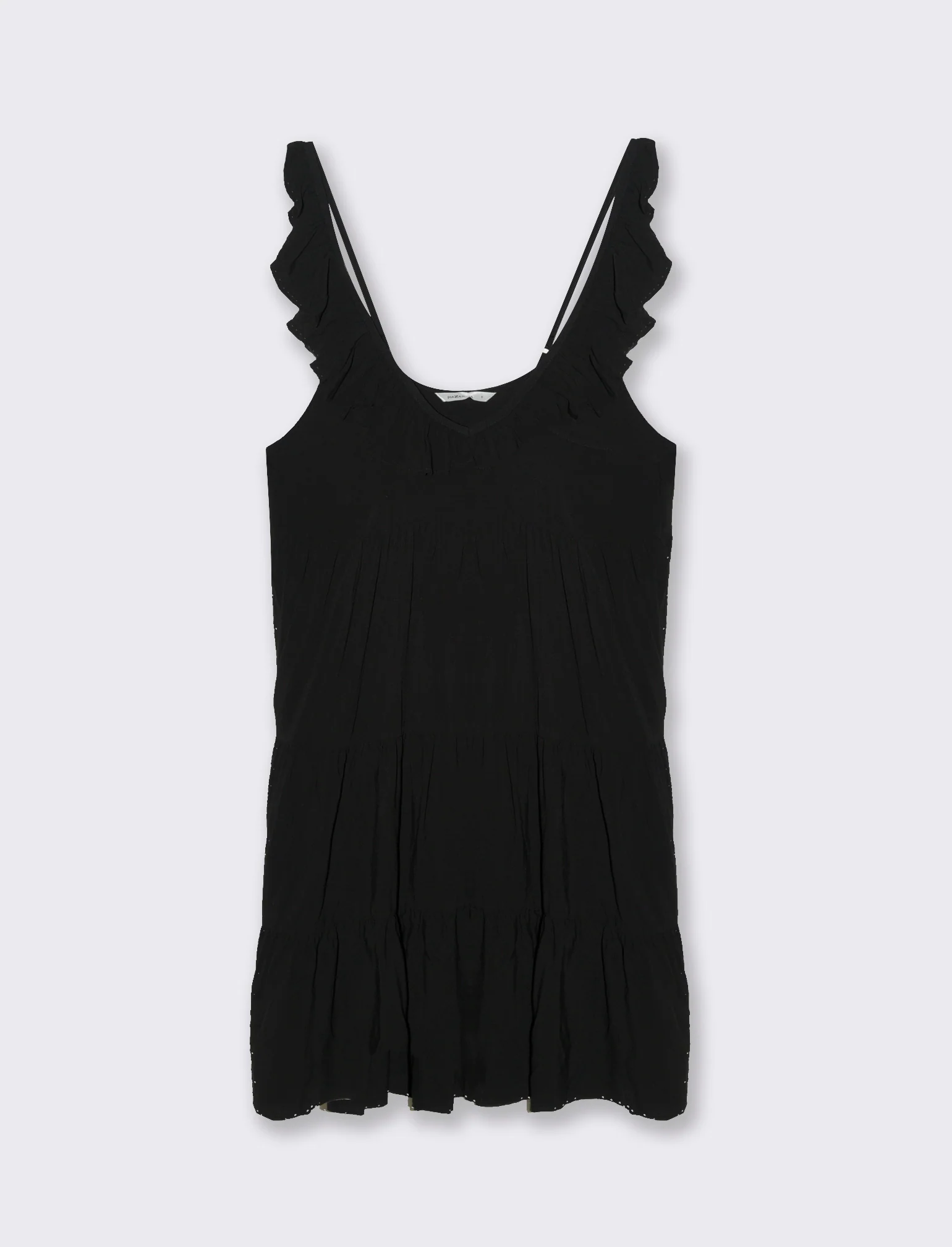 Vestito corto con rouches da donna - Nero - Image 2