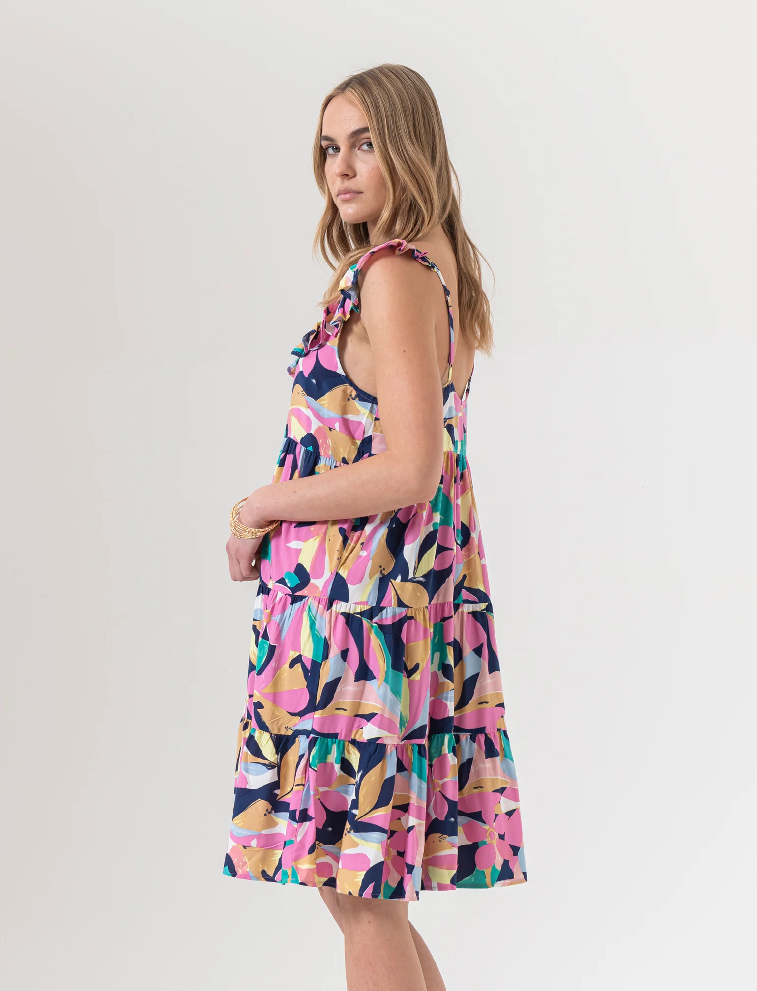 Vestito corto con rouches da donna - var 3
