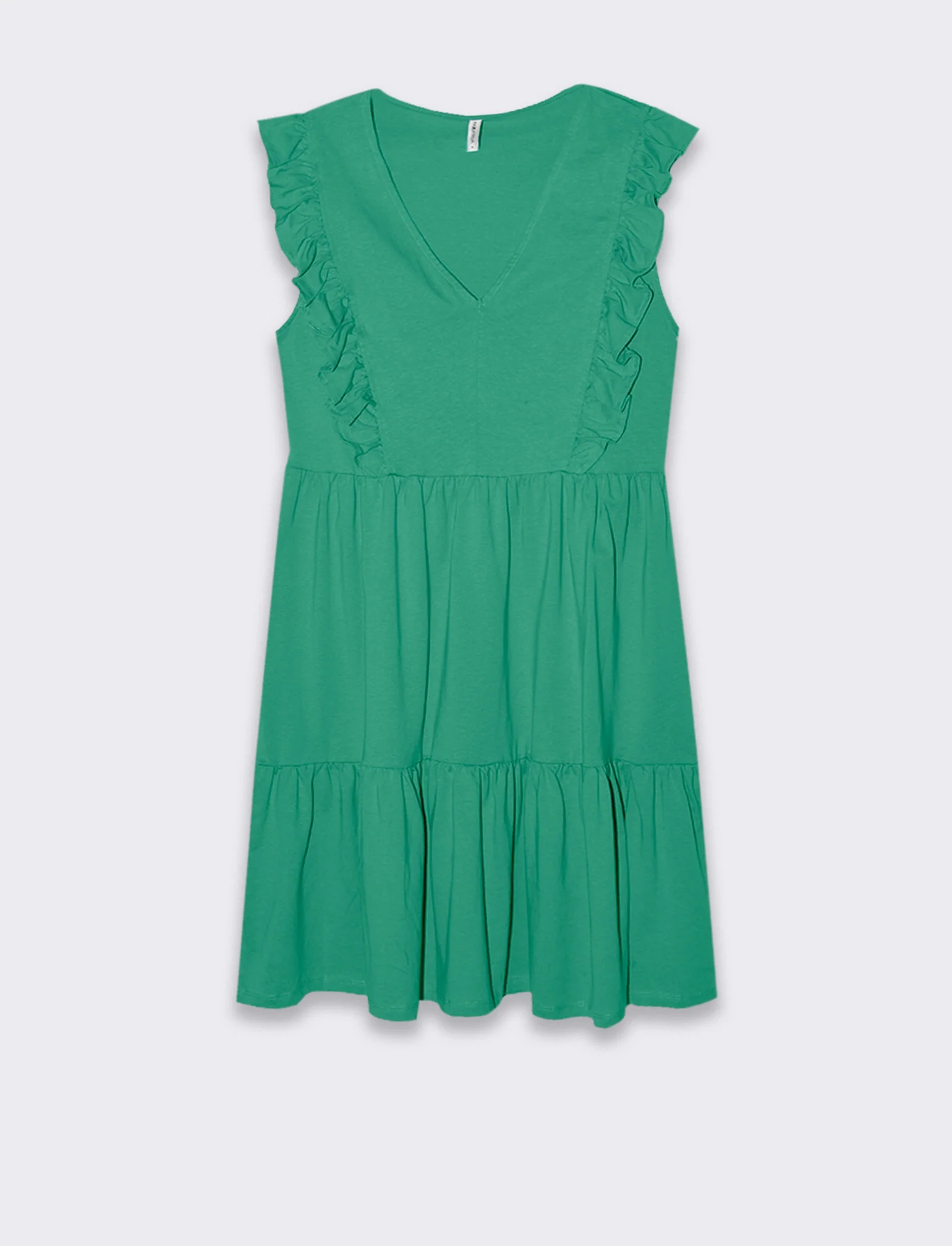 Vestito corto con rouches da donna - Verde smeraldo
