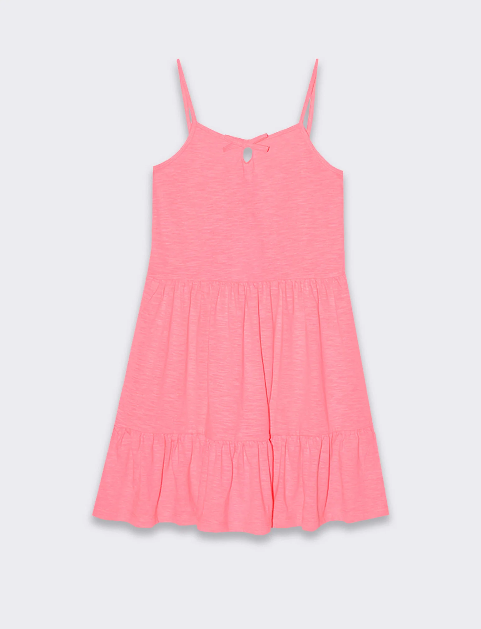 Vestito fluo con balze da bambina - Fuxia - Image 3