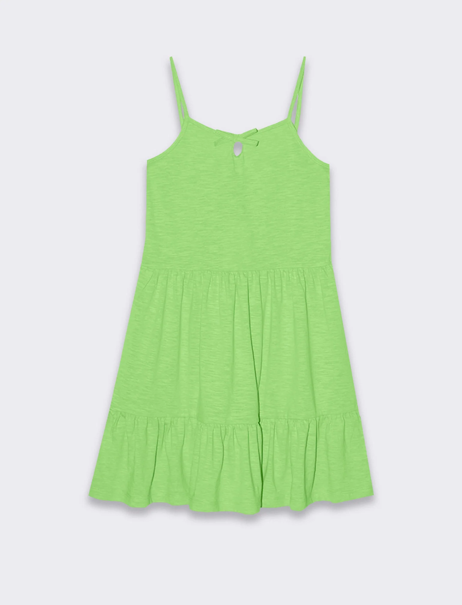 Vestito fluo con balze da bambina - Verde