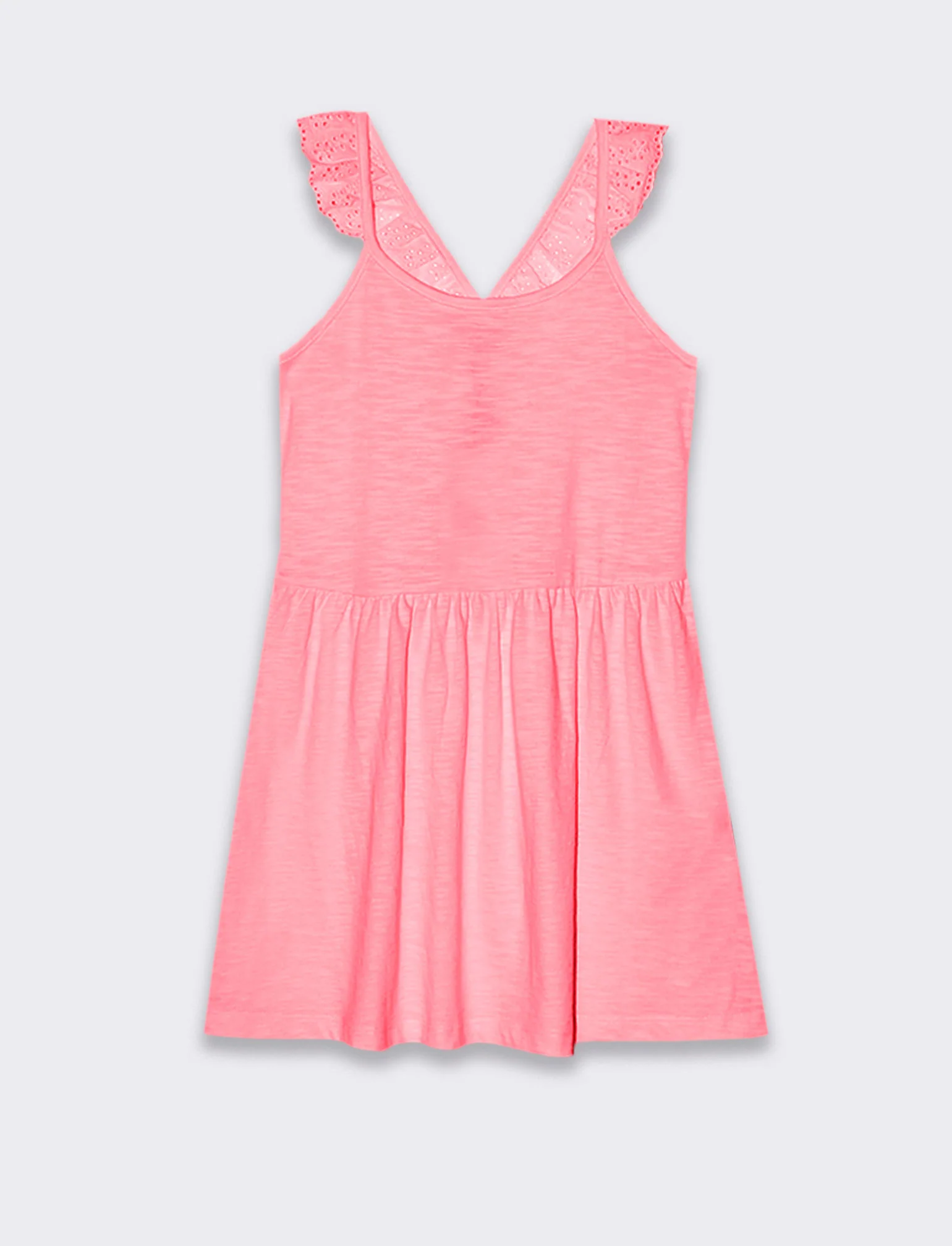 Vestito fluo con dettagli in pizzo da bambina - Fuxia - Image 2