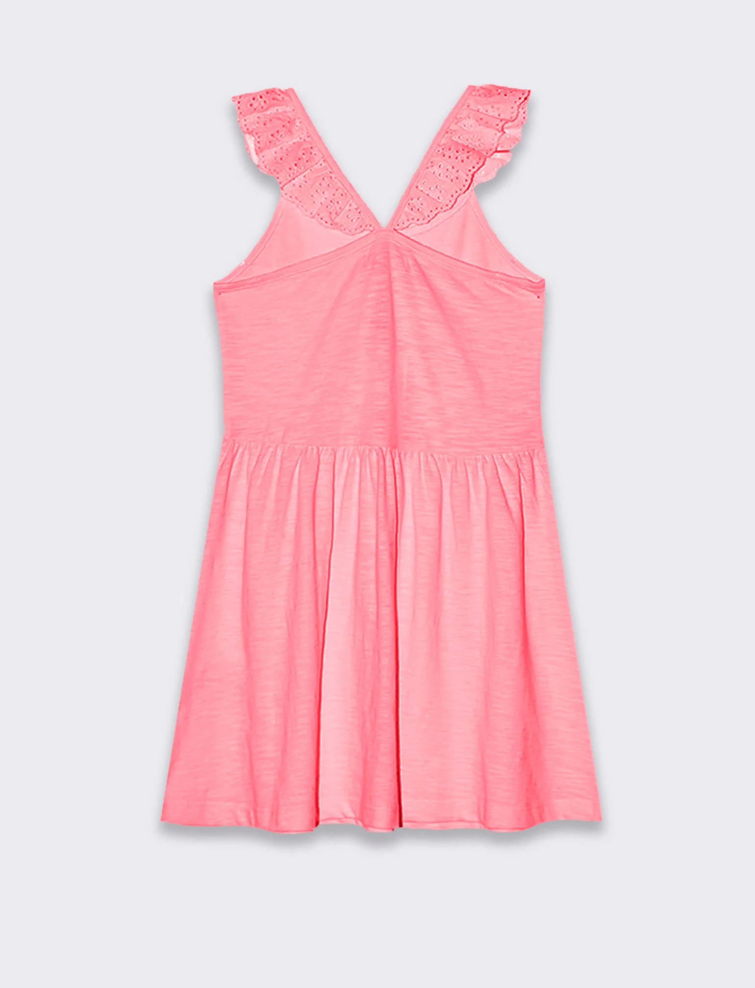 Vestito fluo con dettagli in pizzo da bambina - Fuxia - Image 3