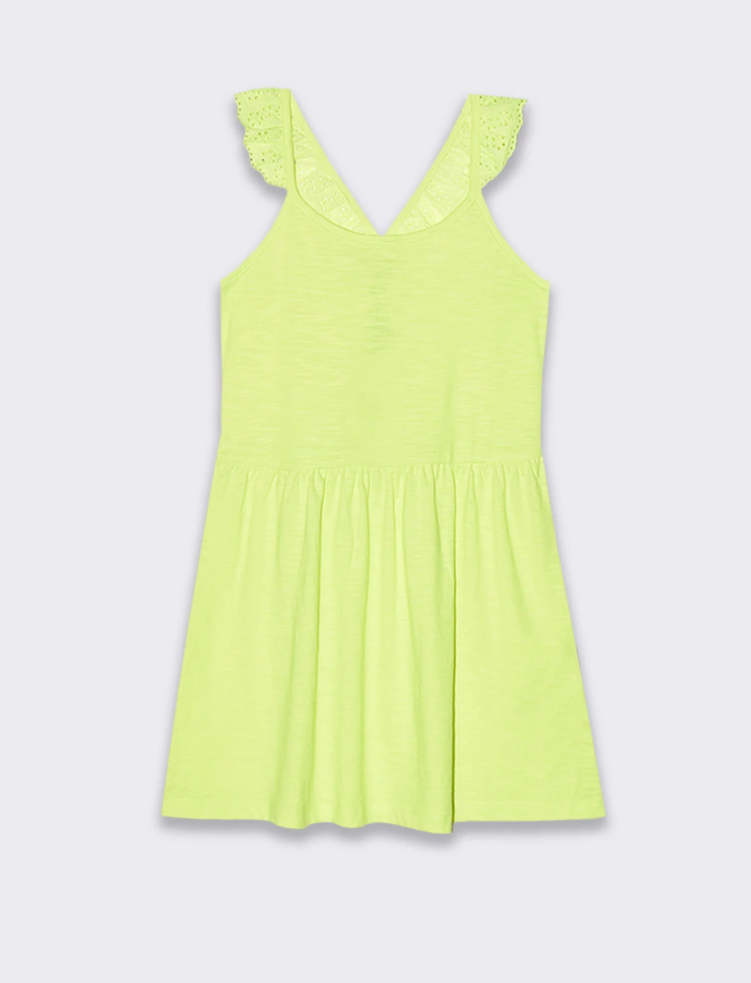 Vestito fluo con dettagli in pizzo da bambina - Giallo