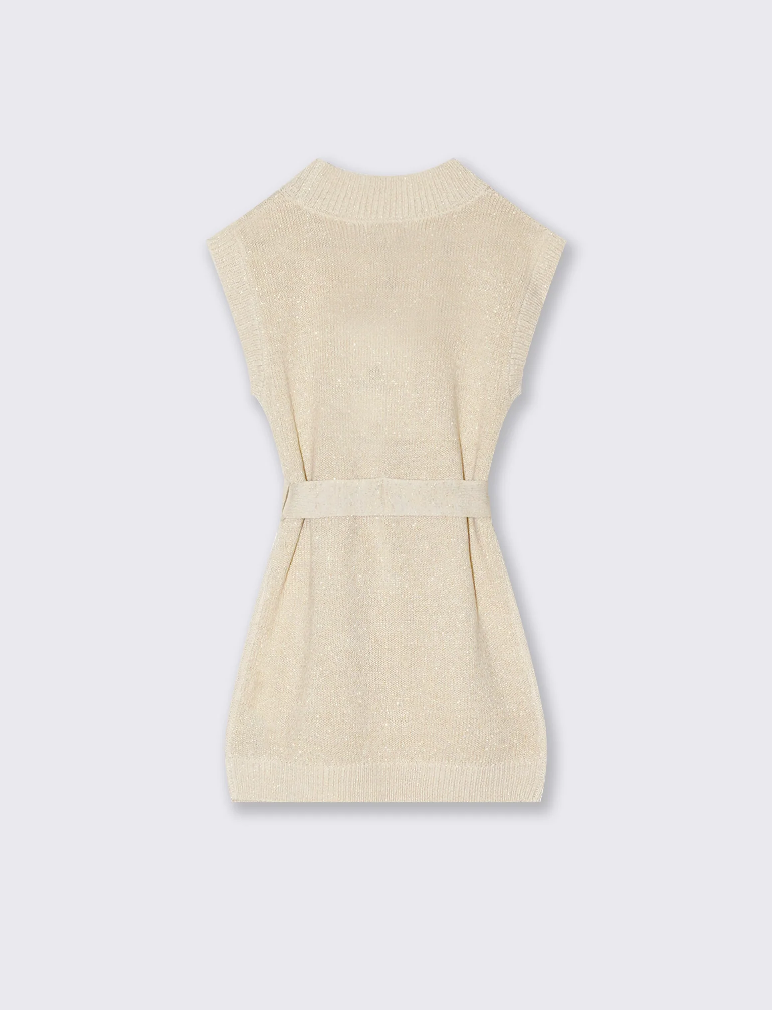 Vestito giromanica in maglieria da bambina. - Beige - Image 2