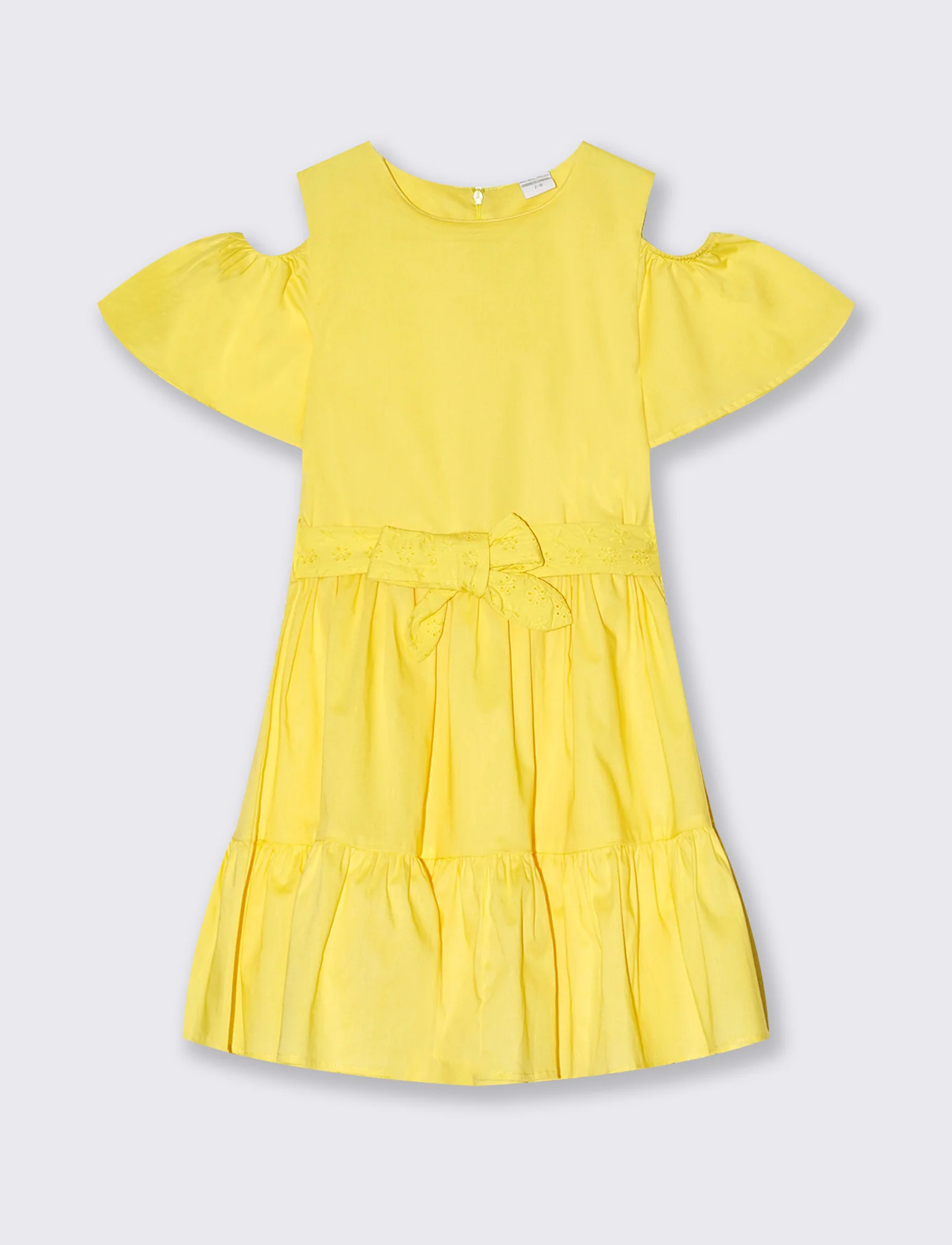 Vestito in cotone con fusciacca da bambina - Giallo - Image 4