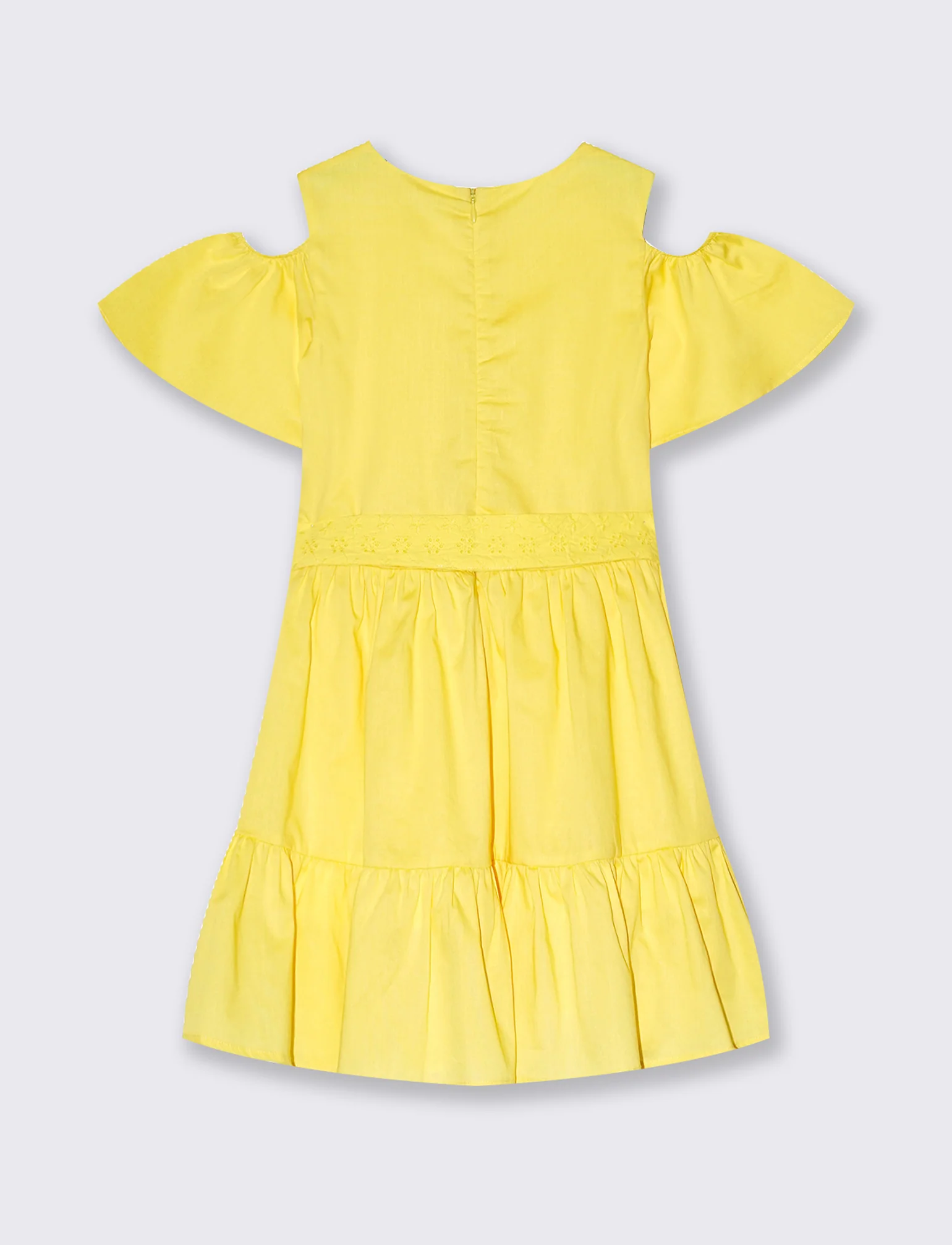 Vestito in cotone con fusciacca da bambina - Giallo - Image 5