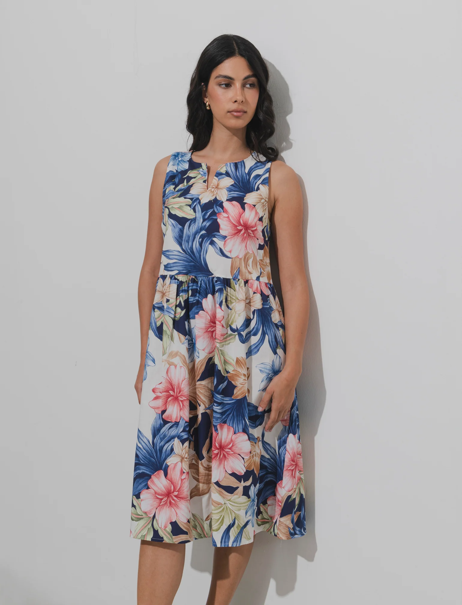 Vestito in cotone stampato - Blu - Image 3