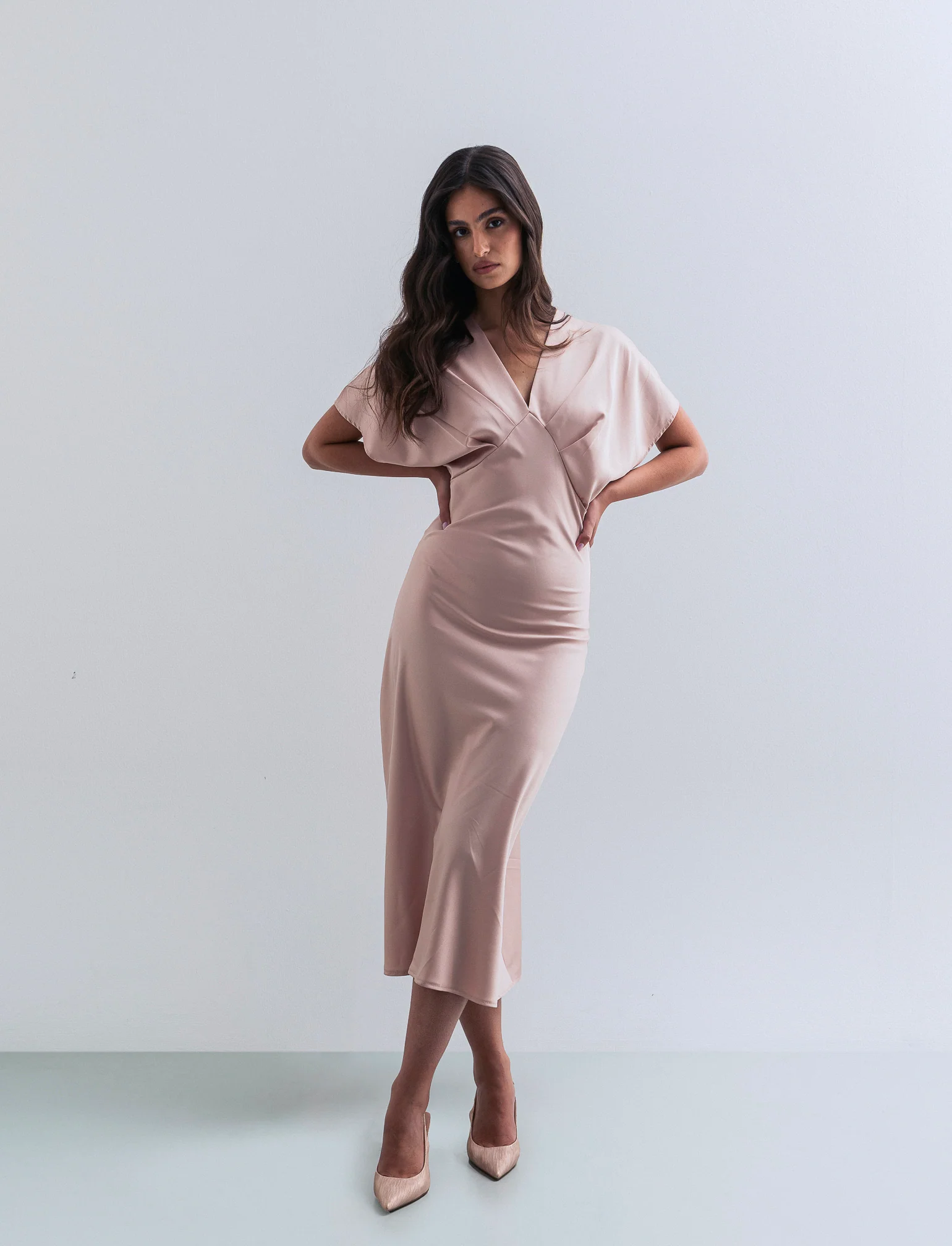Vestito in raso - Beige champagne - Image 3