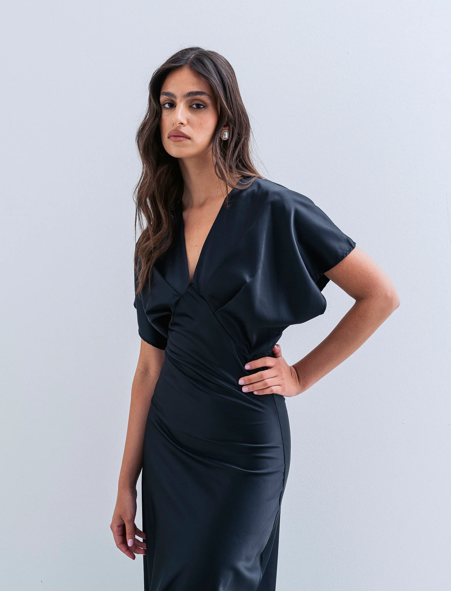 Vestito in raso - Nero - Image 3