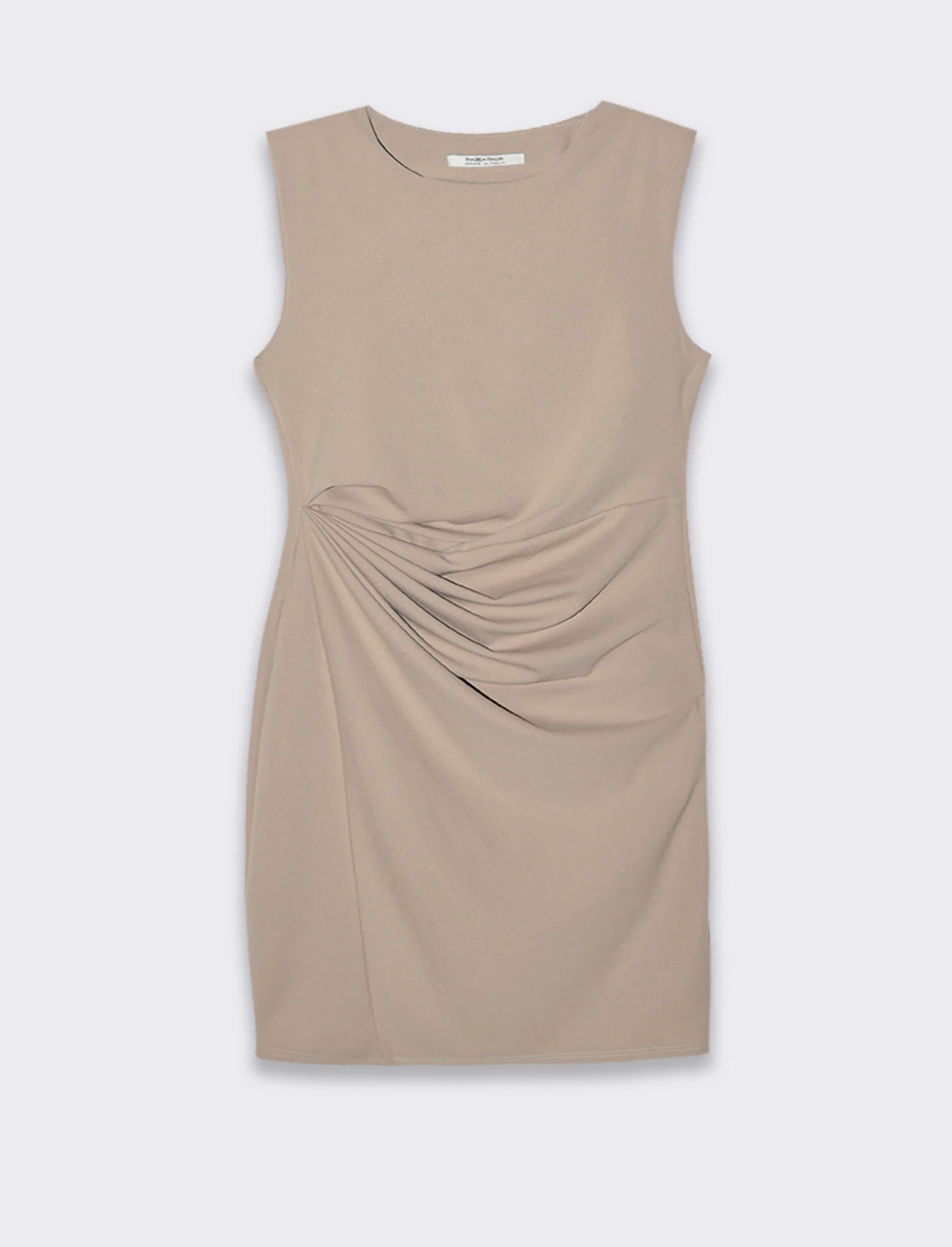 Vestito in tessuto elastico, arriccio sul fianco. - Beige - Image 3
