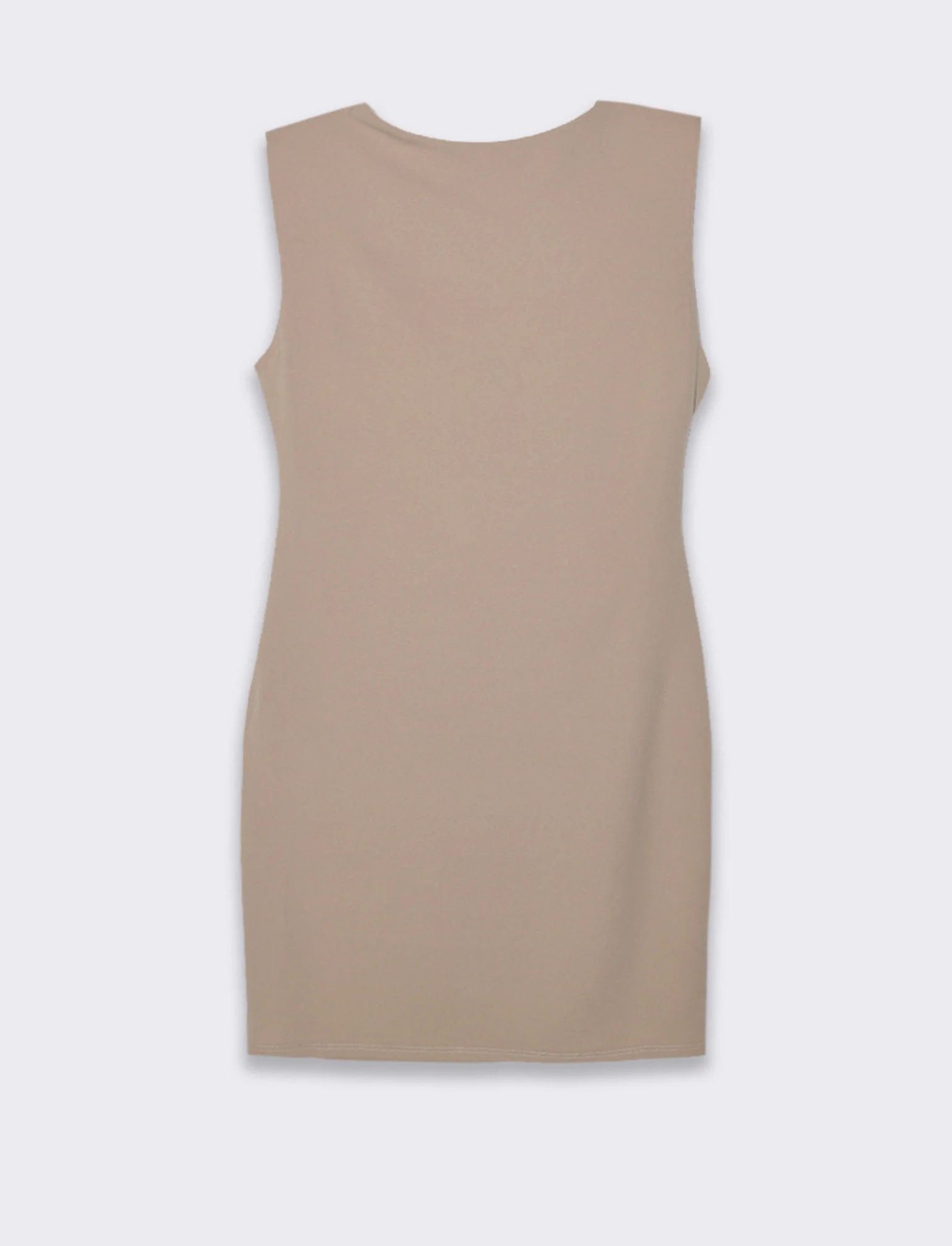 Vestito in tessuto elastico, arriccio sul fianco. - Beige - Image 4
