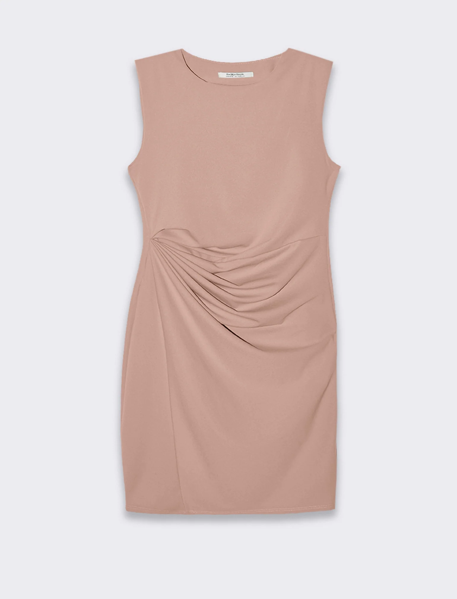 Vestito in tessuto elastico, arriccio sul fianco. - Rosa - Image 4
