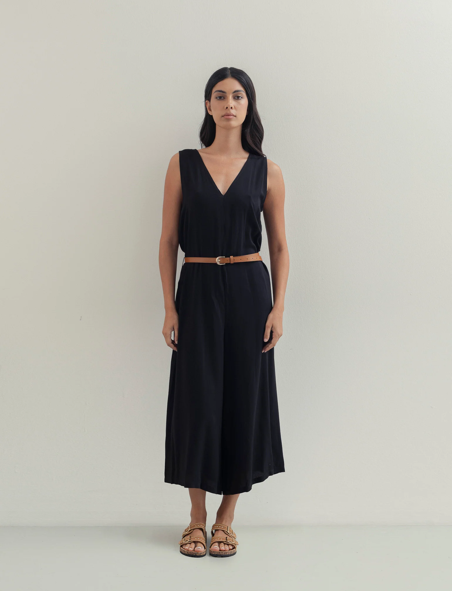 Vestito in viscosa con icrocio dietro - Nero - Image 3
