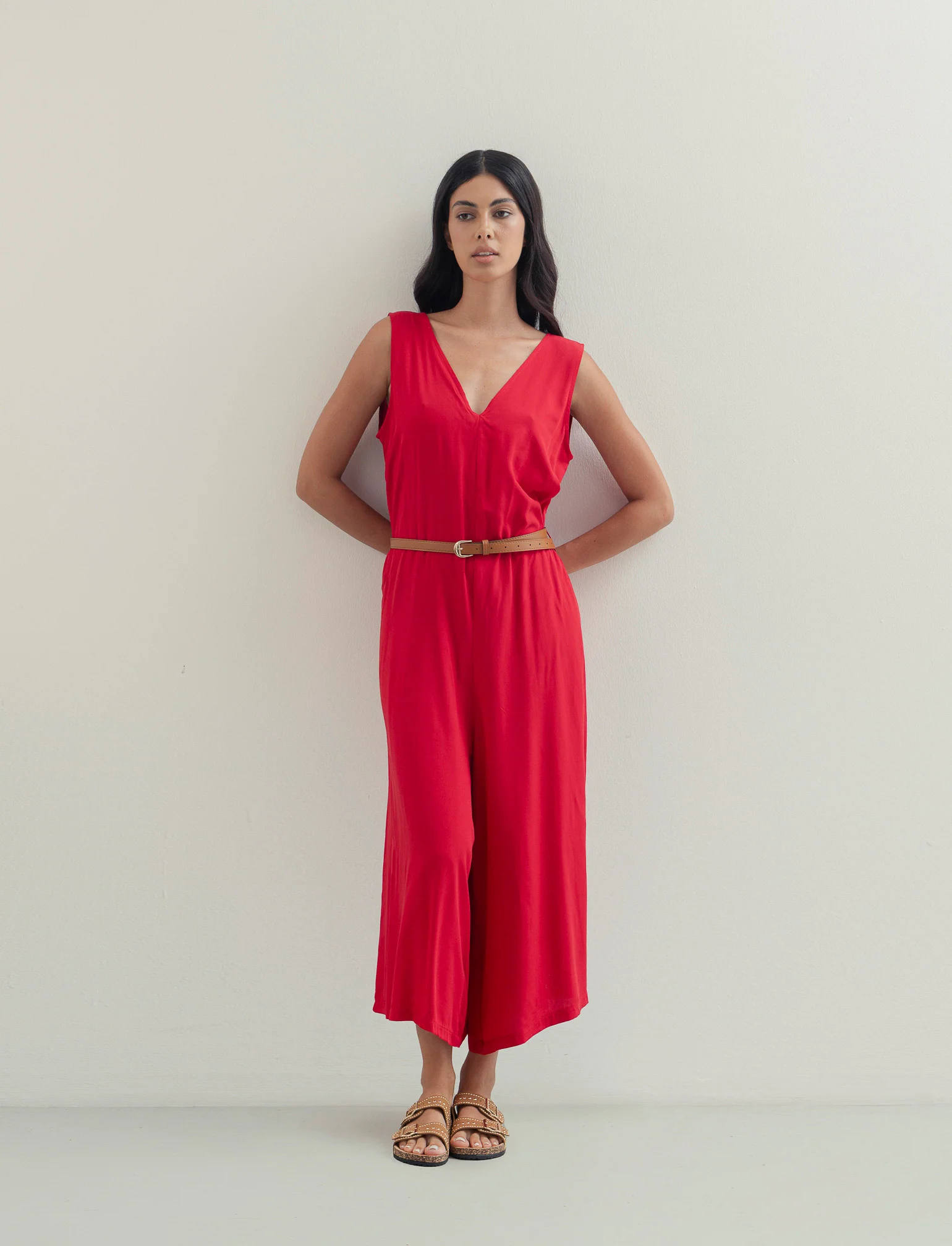 Vestito in viscosa con icrocio dietro - Rosso - Image 3