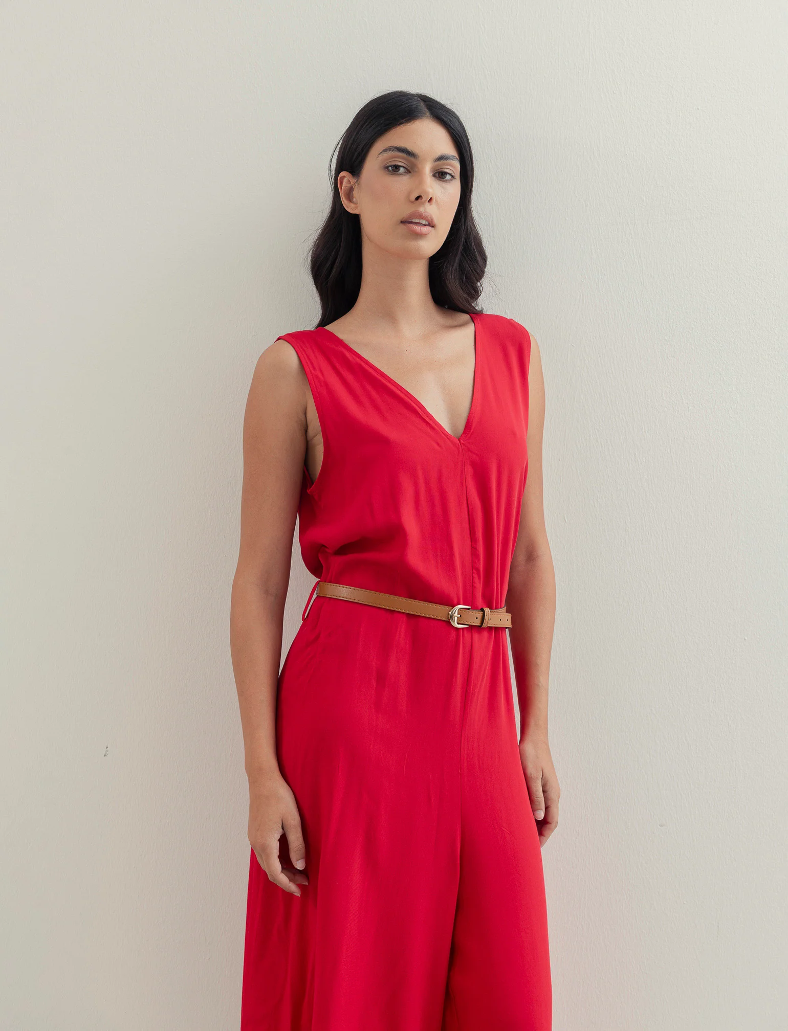 Vestito in viscosa con icrocio dietro - Rosso - Image 4
