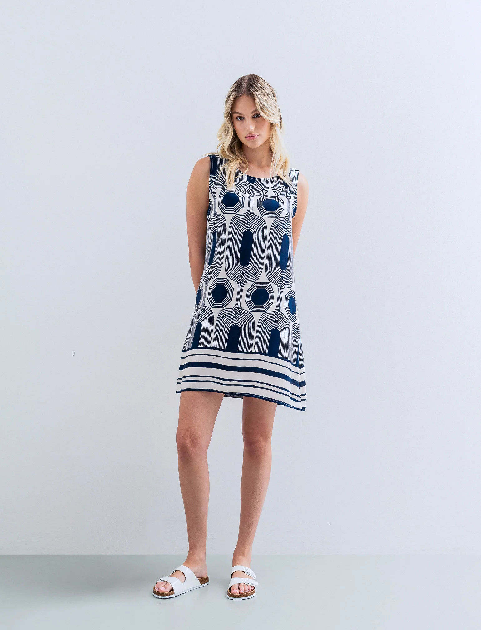 vestito in viscosa stampato - Blu