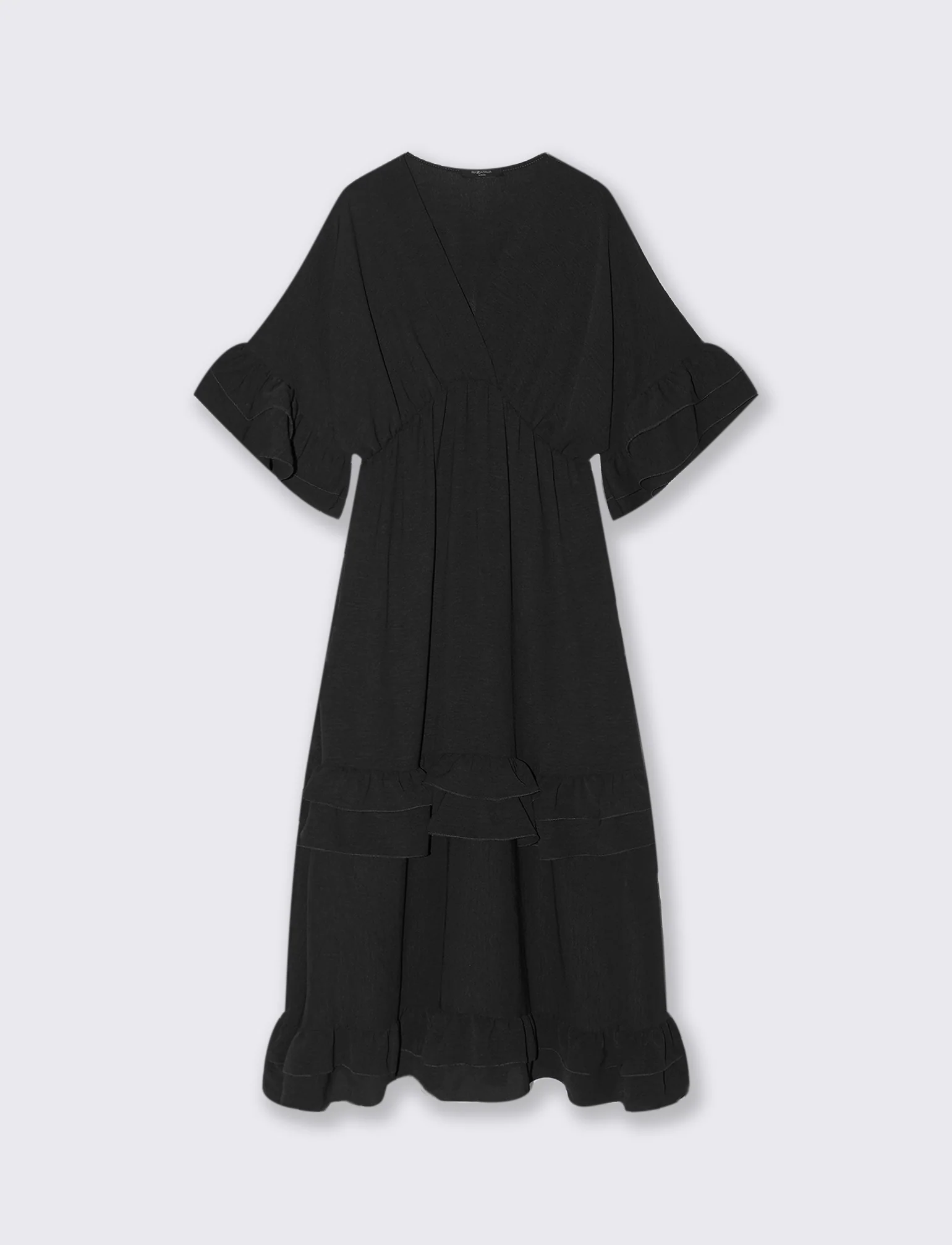 VESTITO INCROCIO CON BALZA AL FONDO - Nero - Image 3