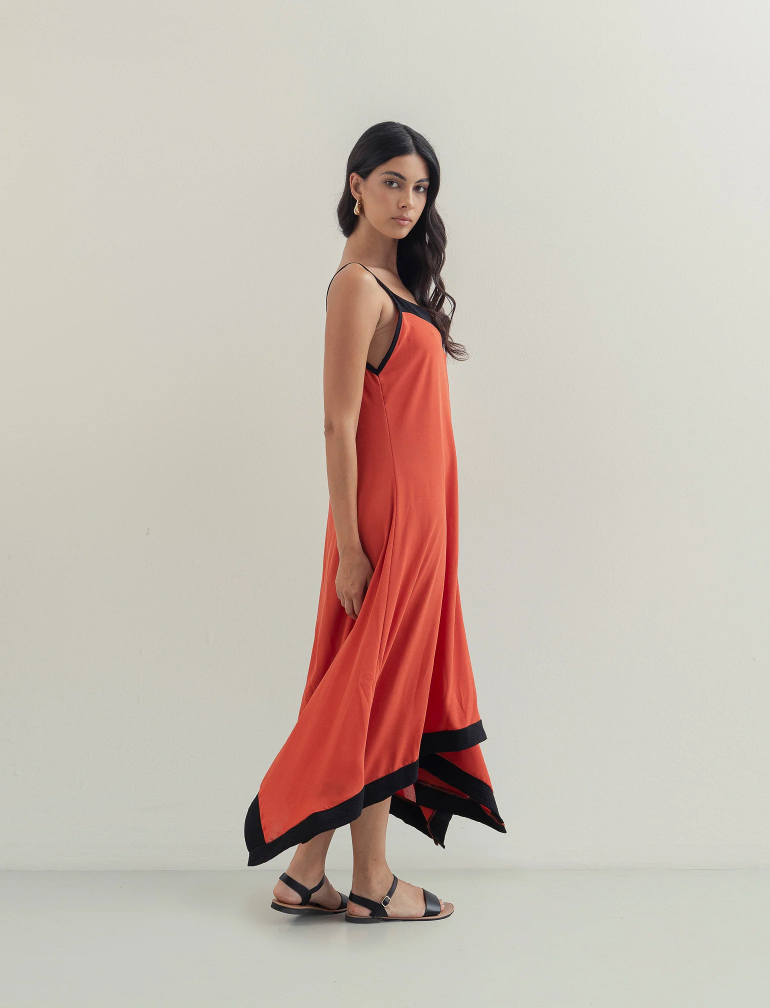 Vestito lungo bicolor - coccio