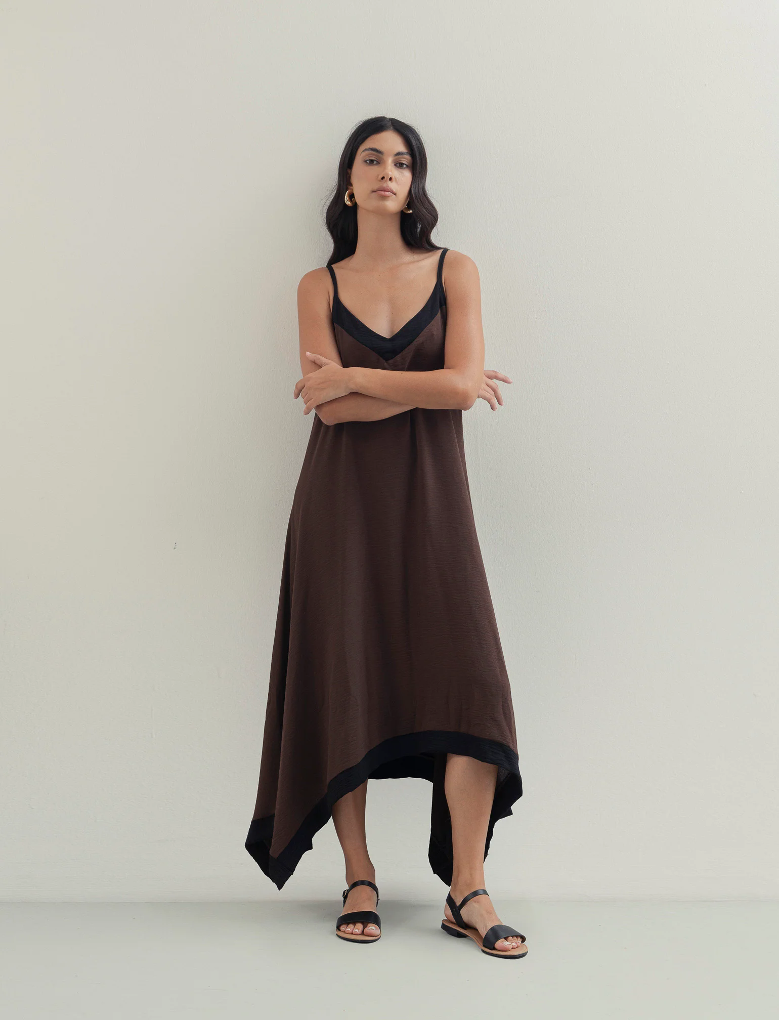 Vestito lungo bicolor - Moro