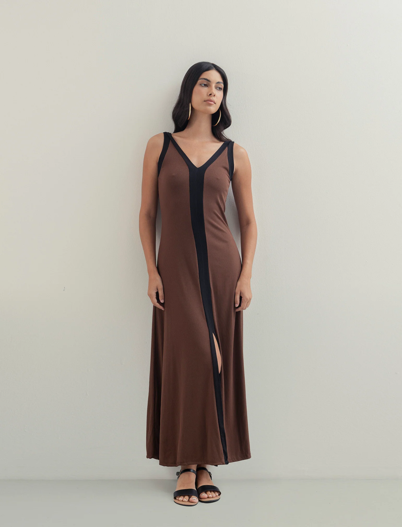 Vestito lungo bicolor - Moro