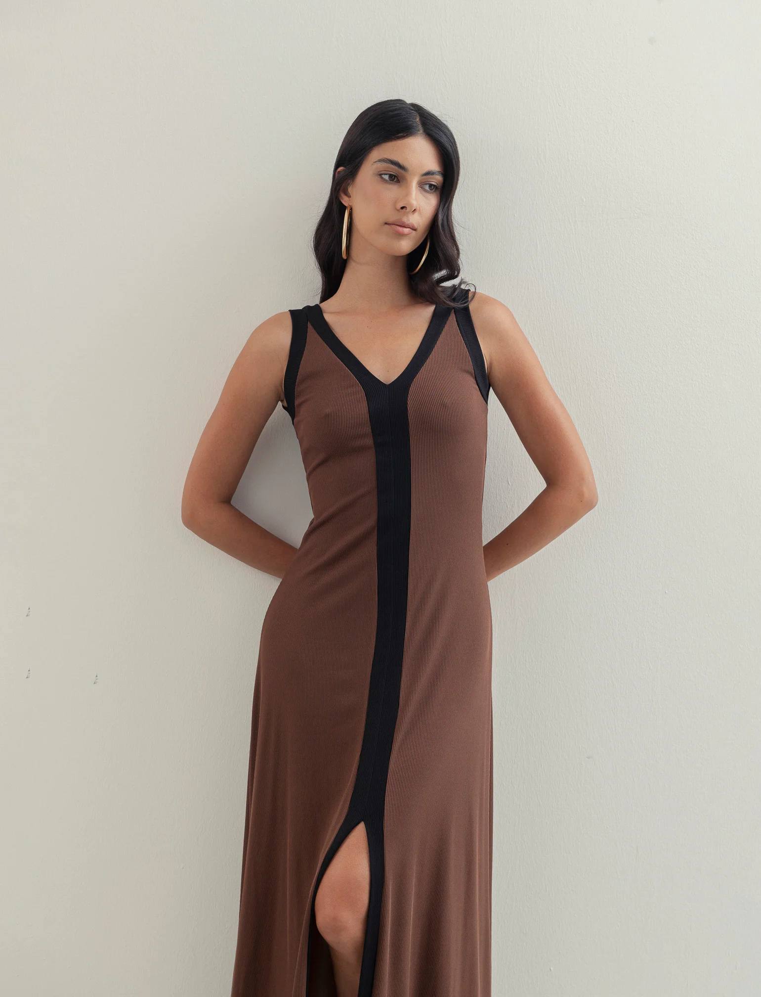 Vestito lungo bicolor - Moro - Image 2