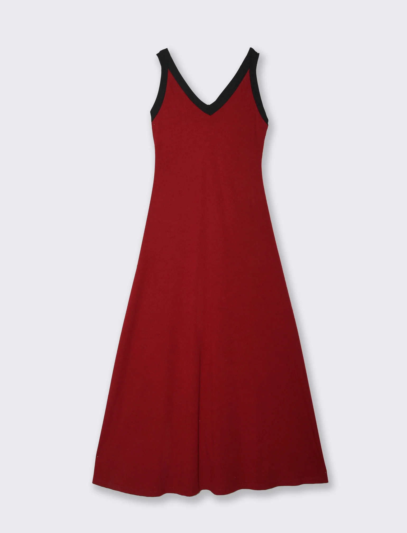 Vestito lungo bicolor - Rosso india - Image 4