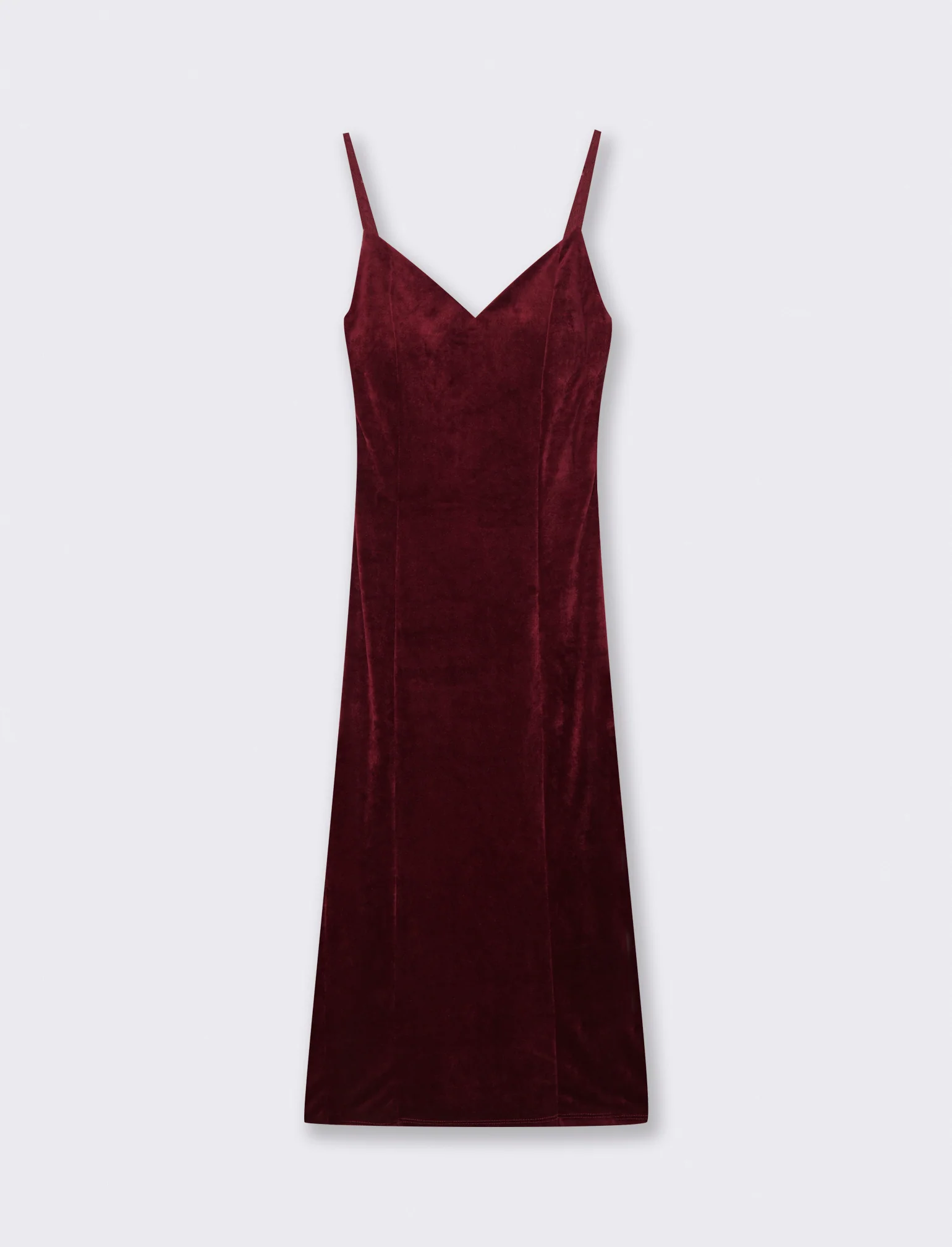 Vestito lungo con bretelline in ciniglia - Bordeaux - Image 4